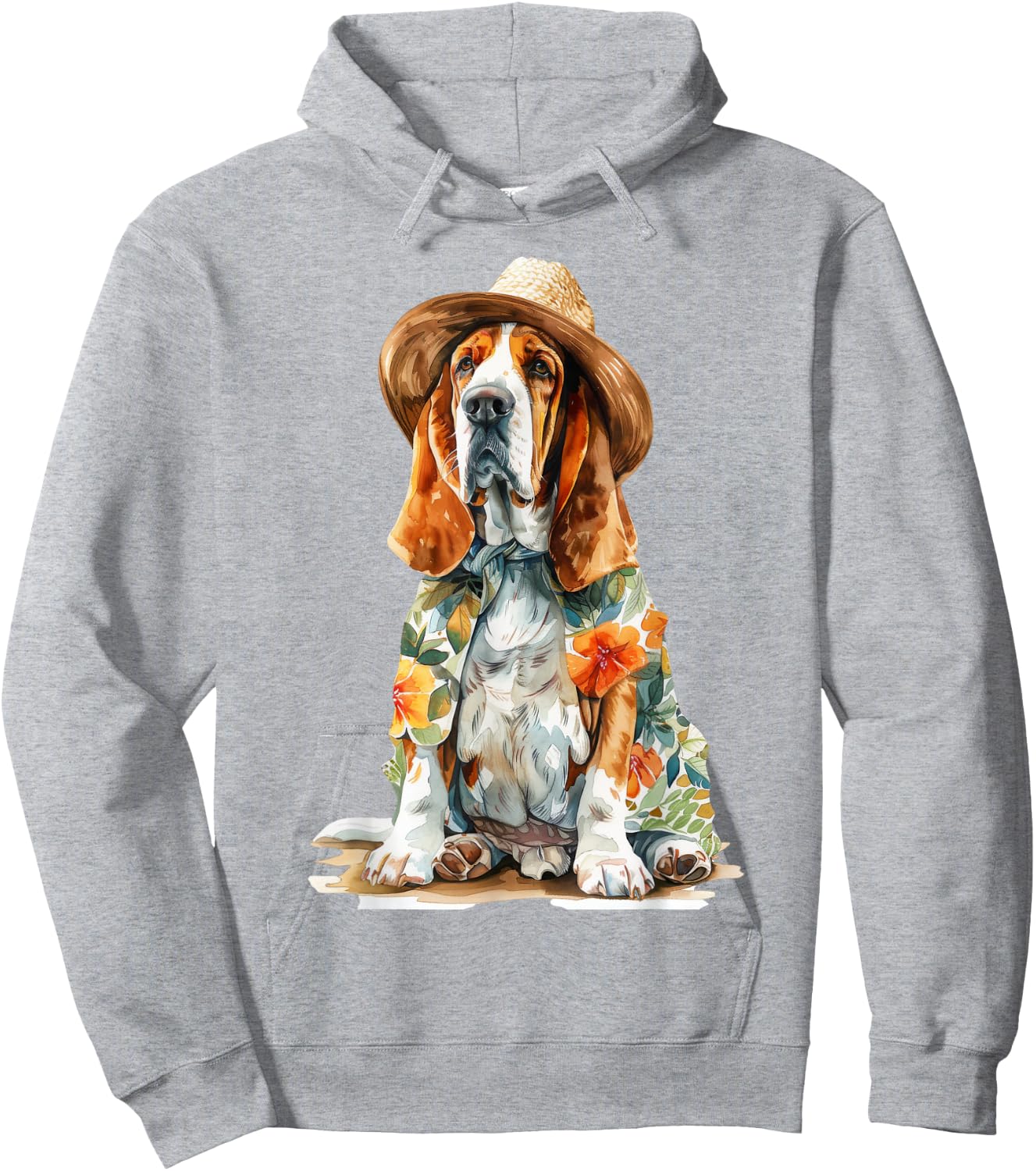 Basset Hound Summer Dog , white, S Hoodie - Hoodie | Ash