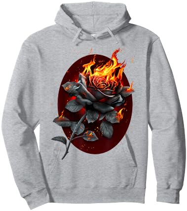 Spirale Original - Flammende Rose - Gothic Rose Hoodie - Hoodie | Ash
