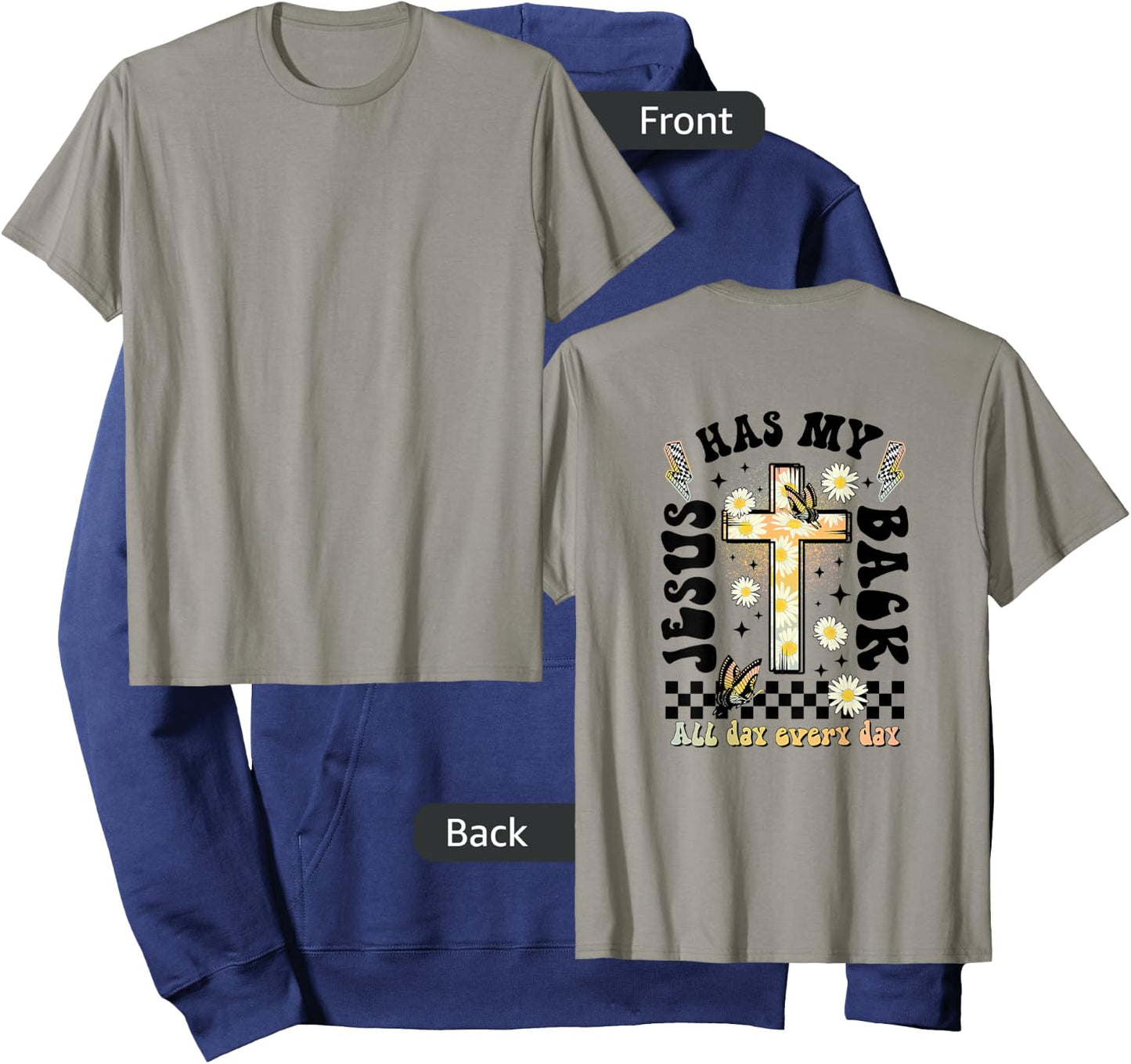 Jesus Has My Back (on back), Christian Hoodie - Hoodie | Navy