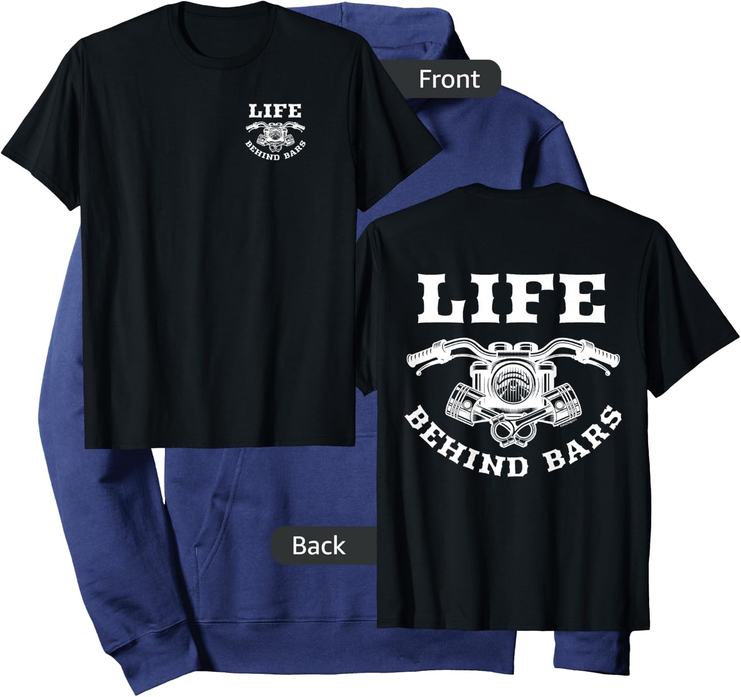 Life Behind Bars Motorcycle Biker 2 sides Hoodie - Hoodie | Navy
