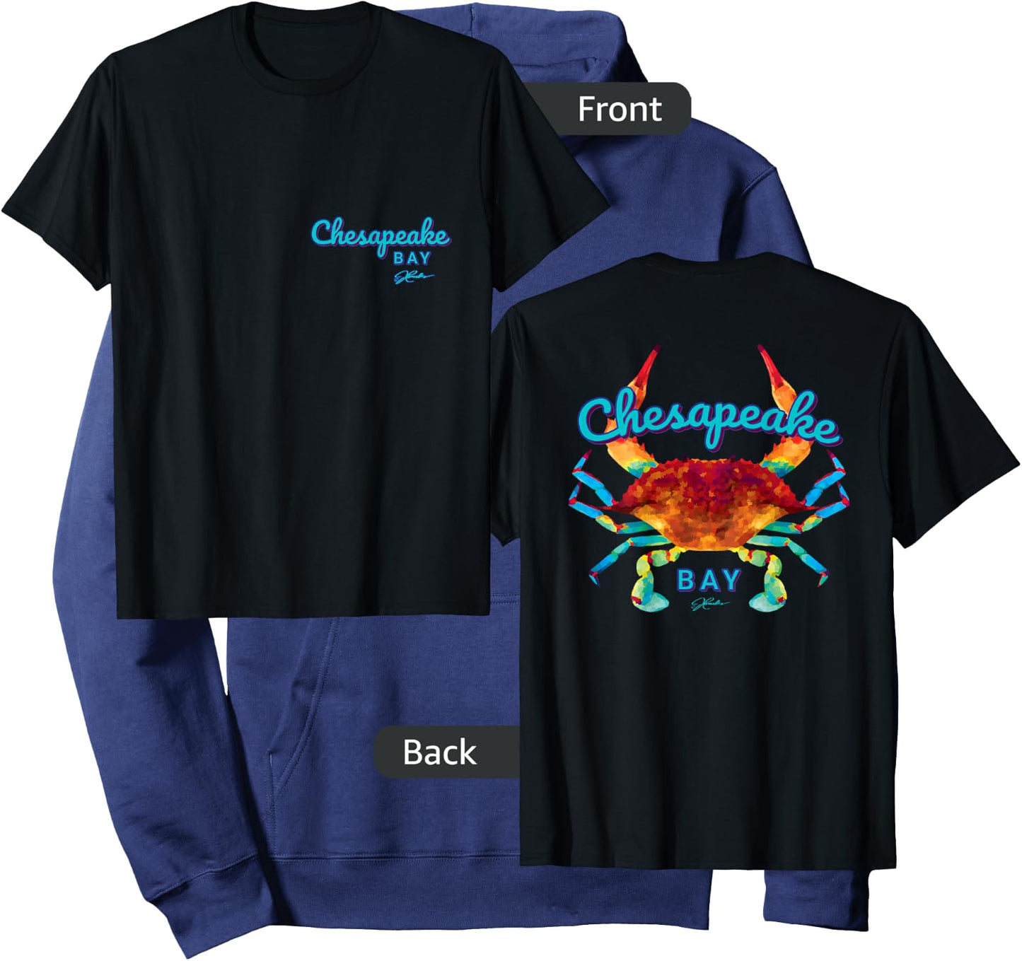 JCombs: Chesapeake Bay Blue Crab (2-Sided) Hoodie - Hoodie | Navy