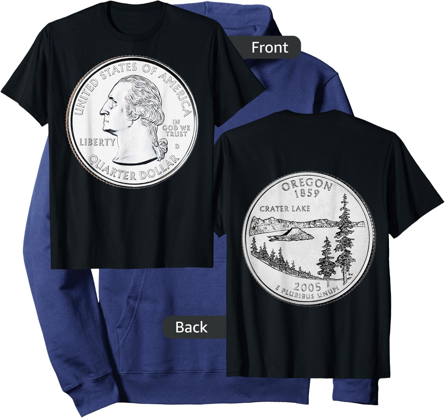 Oregon USA Quarter Dollar America United States Hoodie - Hoodie | Navy