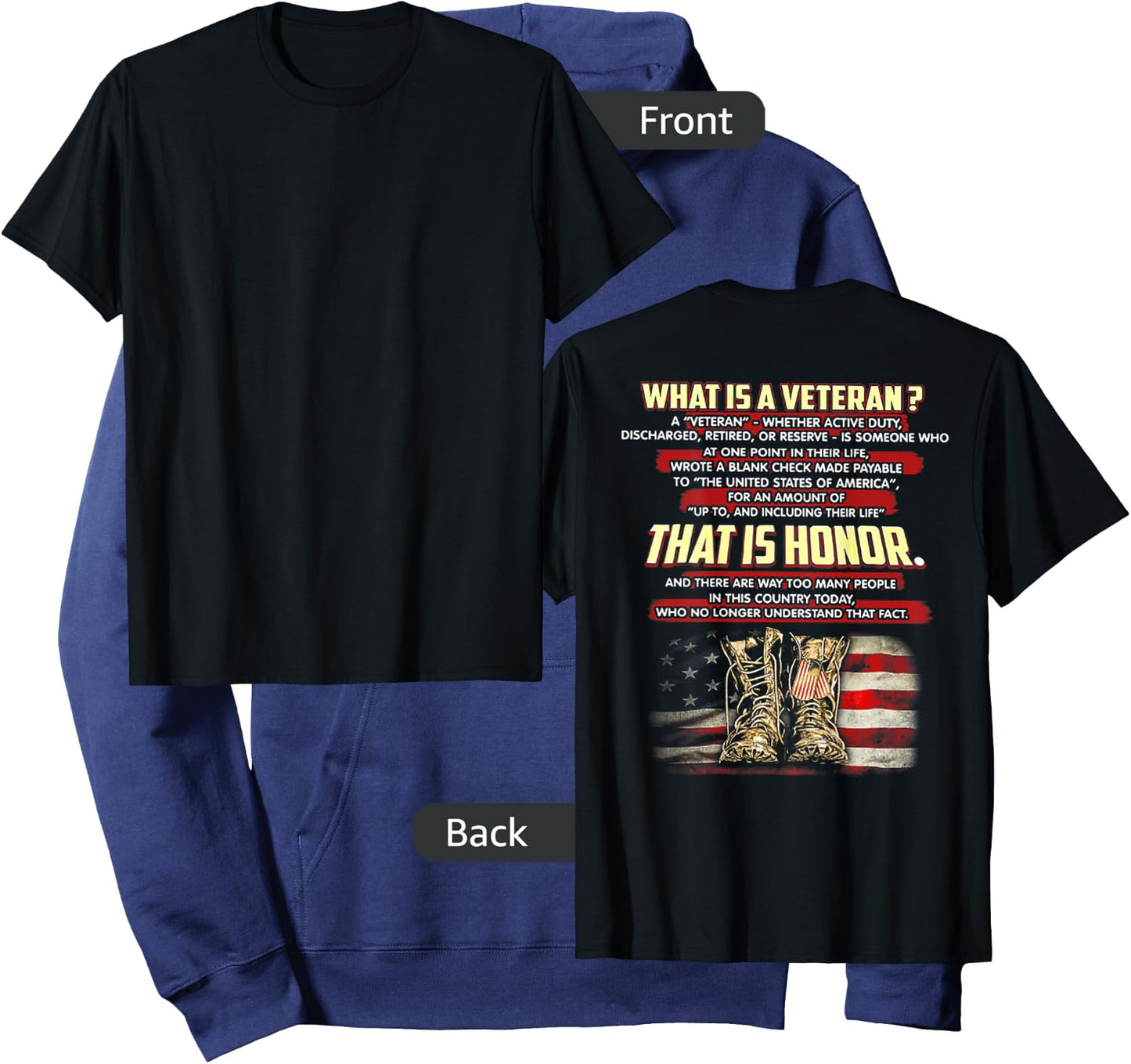 What is A Veteran That is Honor (on Back) Small Hoodie - Hoodie | Navy