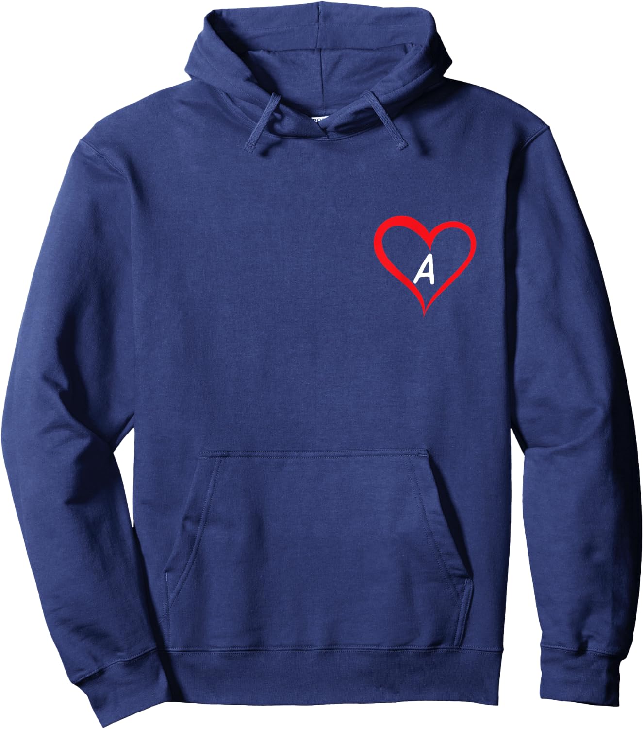 Heart with Letter A , Black, S Hoodie - Hoodie | Navy