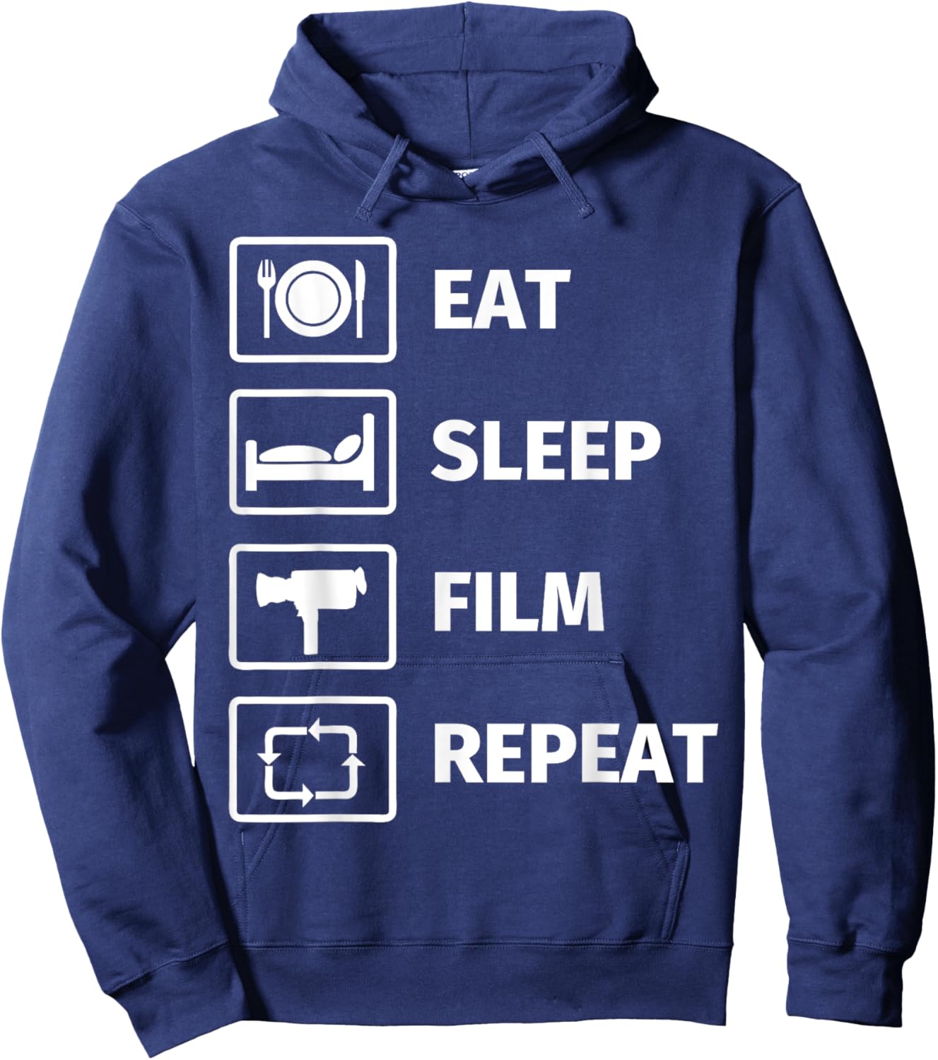 Eat Sleep Film Repeat Hoodie - Hoodie | Navy