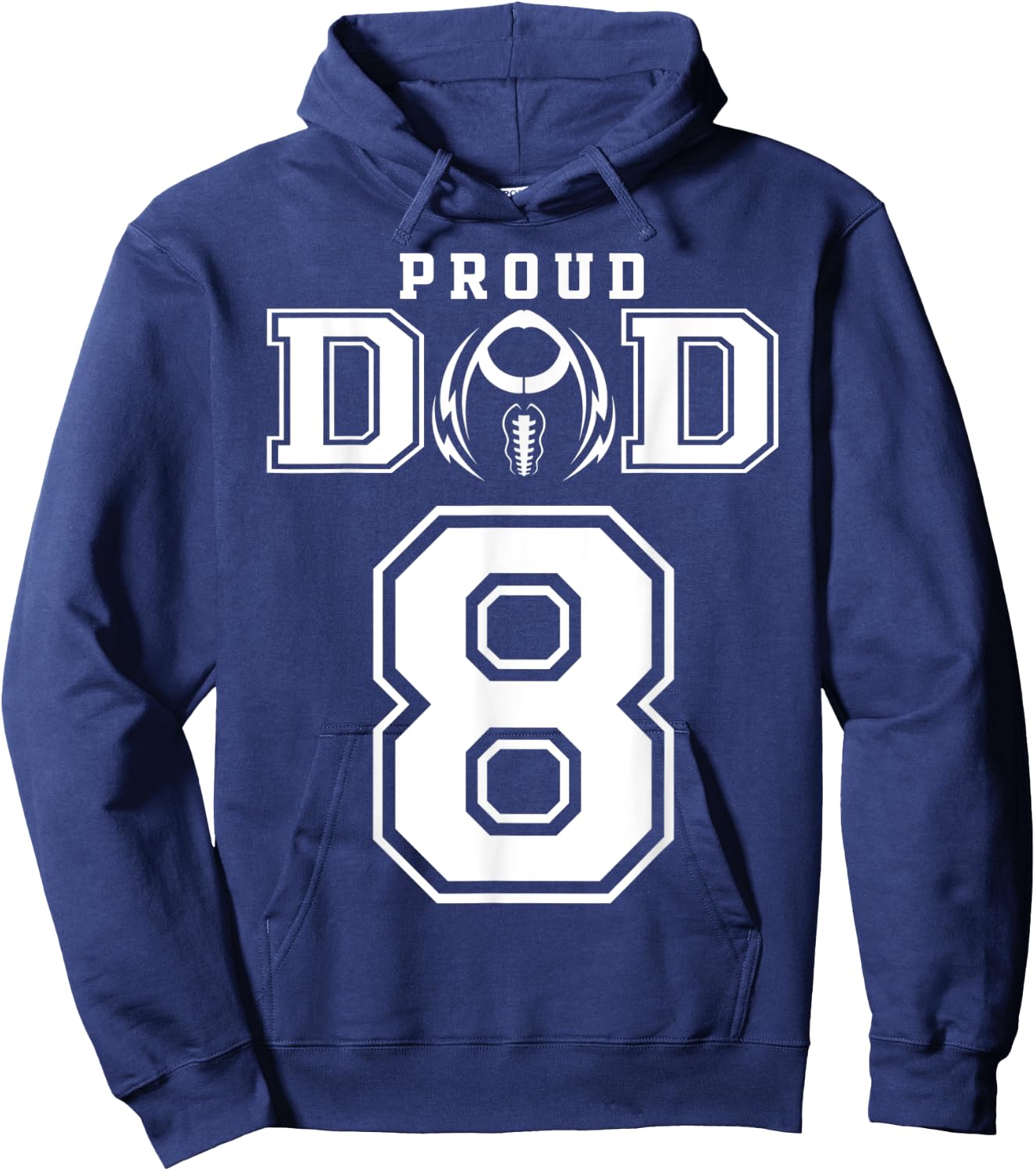 Custom Proud Football Dad Number 8 Personalized Hoodie - Hoodie | Navy