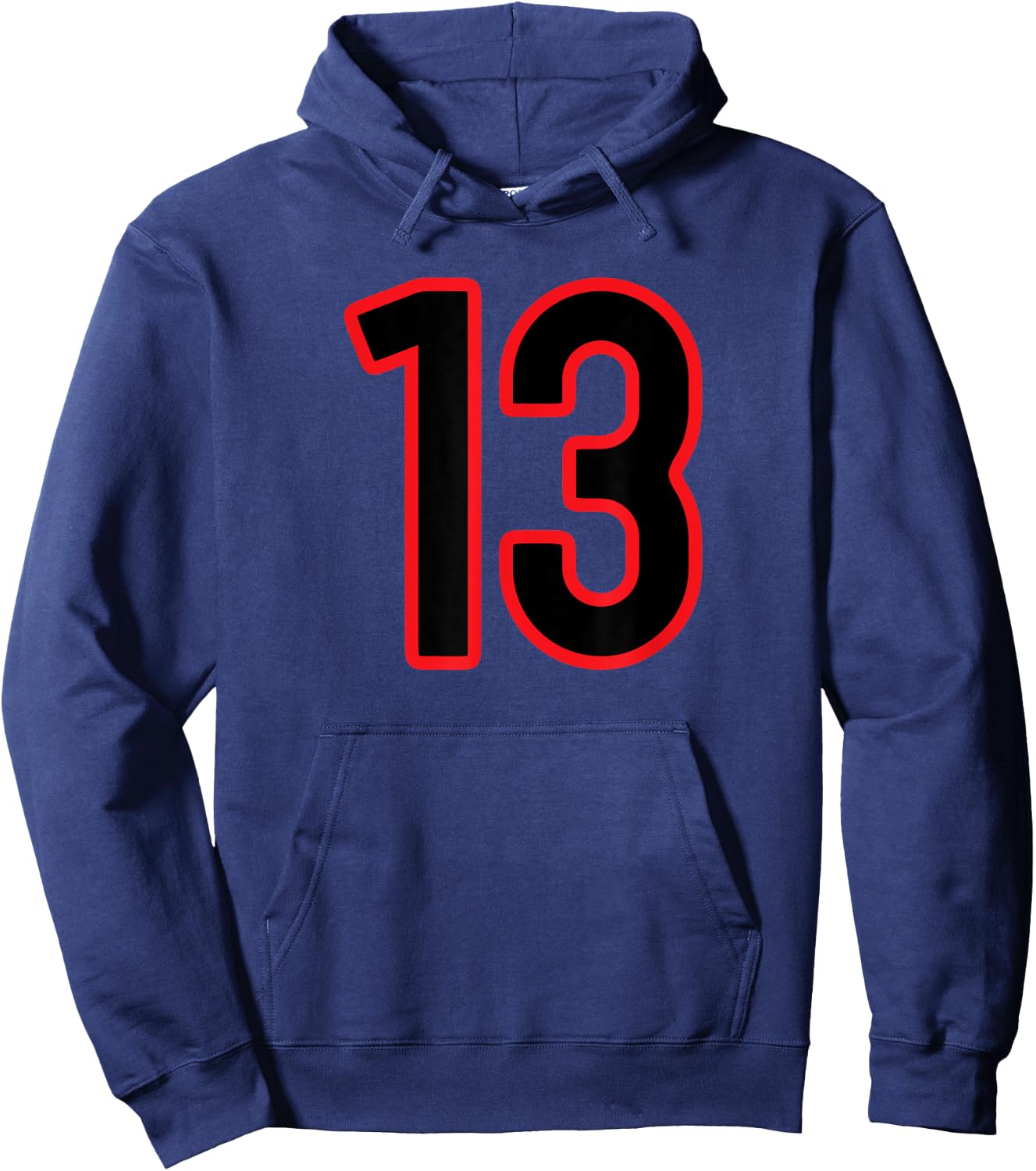 Number #13 Sport Red Black Varsity Team Number Hoodie - Hoodie | Navy