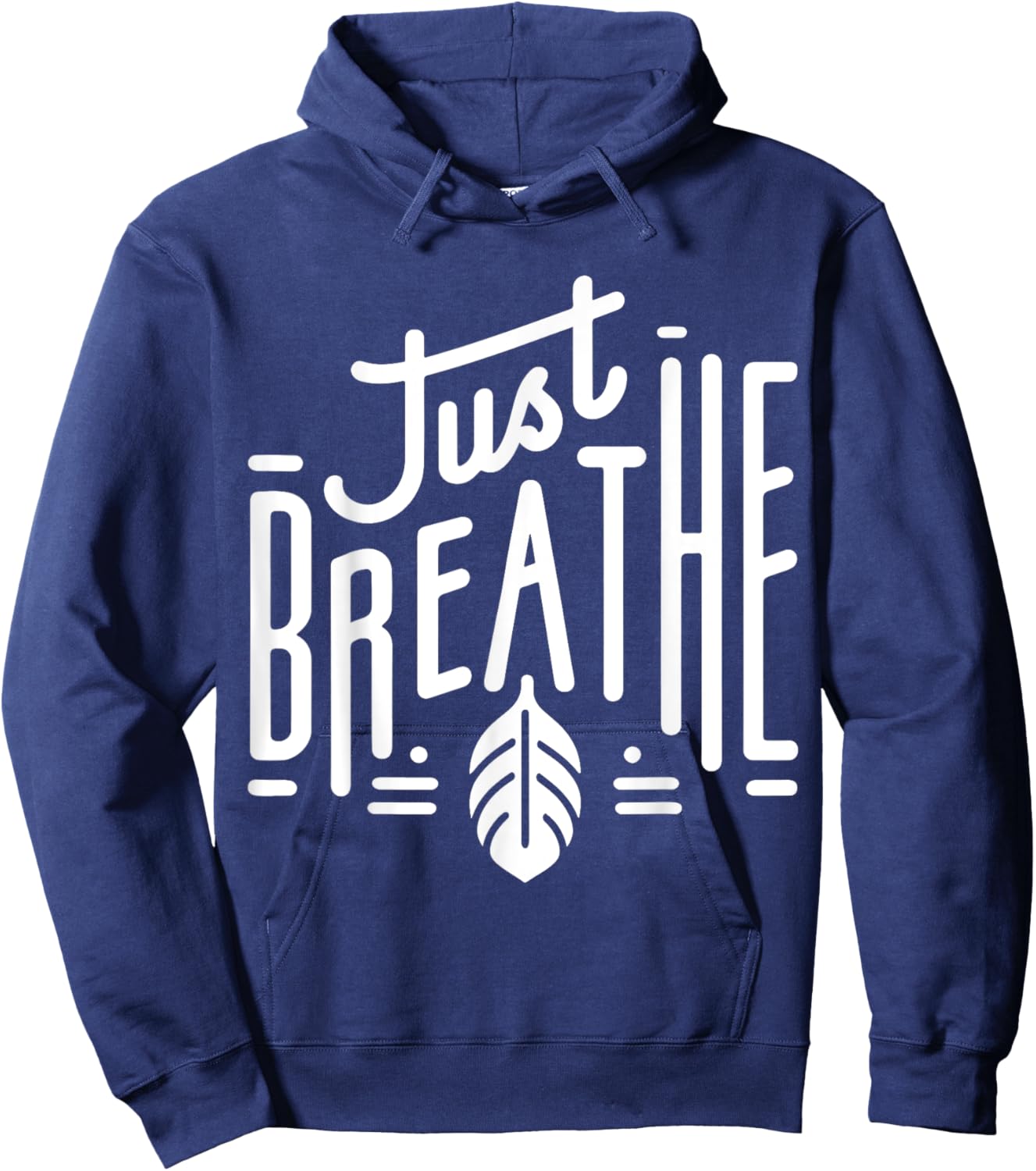 Just Breathe - Minimalist Mindfulness Print Hoodie - Hoodie | Navy