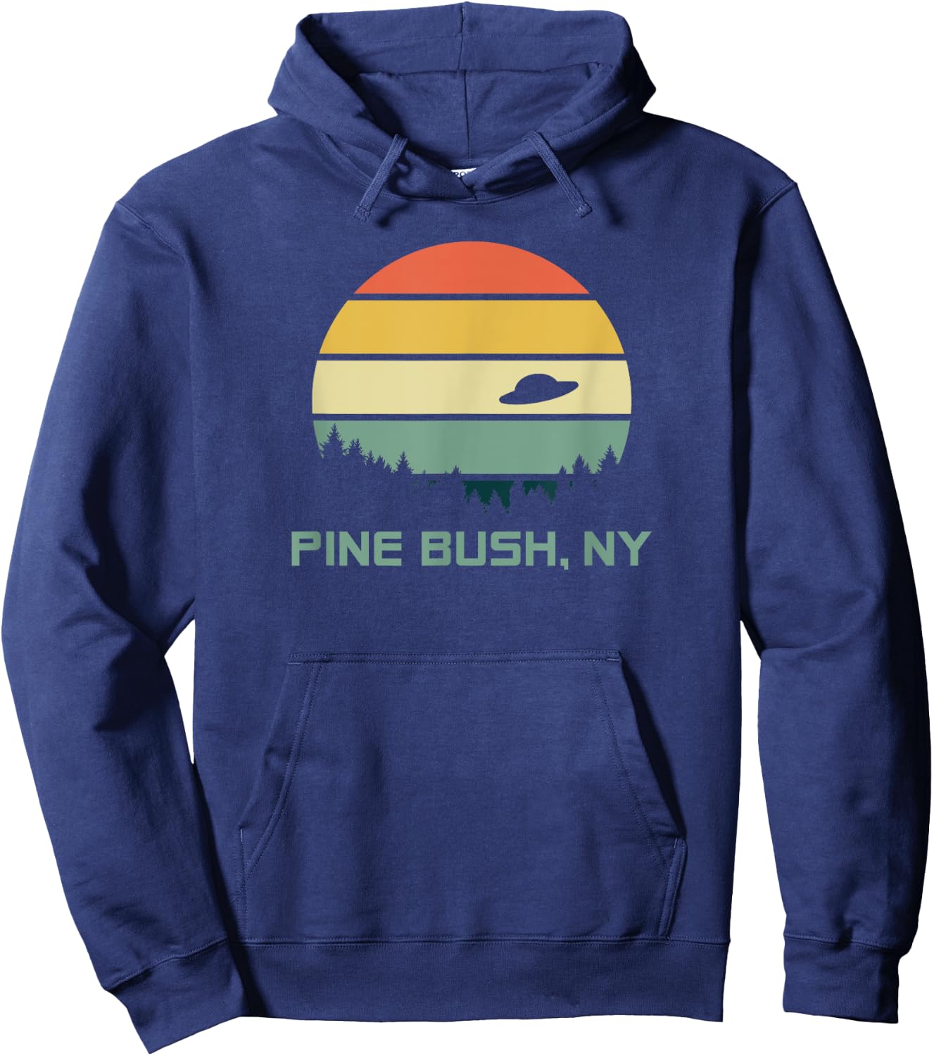 Retro Pine Bush, NY Alien T Shirt Hoodie - Hoodie | Navy