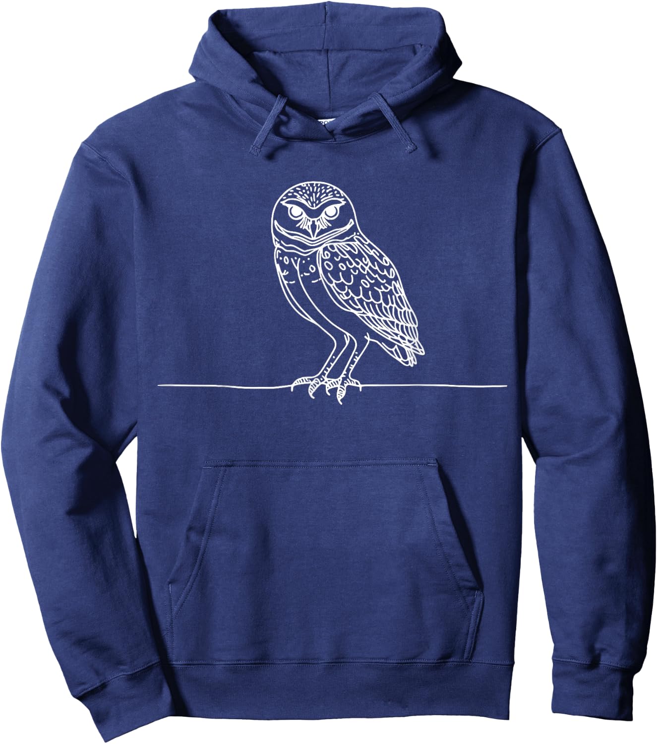 Line Art Bird & Ornithologist Burrowing Owl Hoodie - Hoodie | Navy