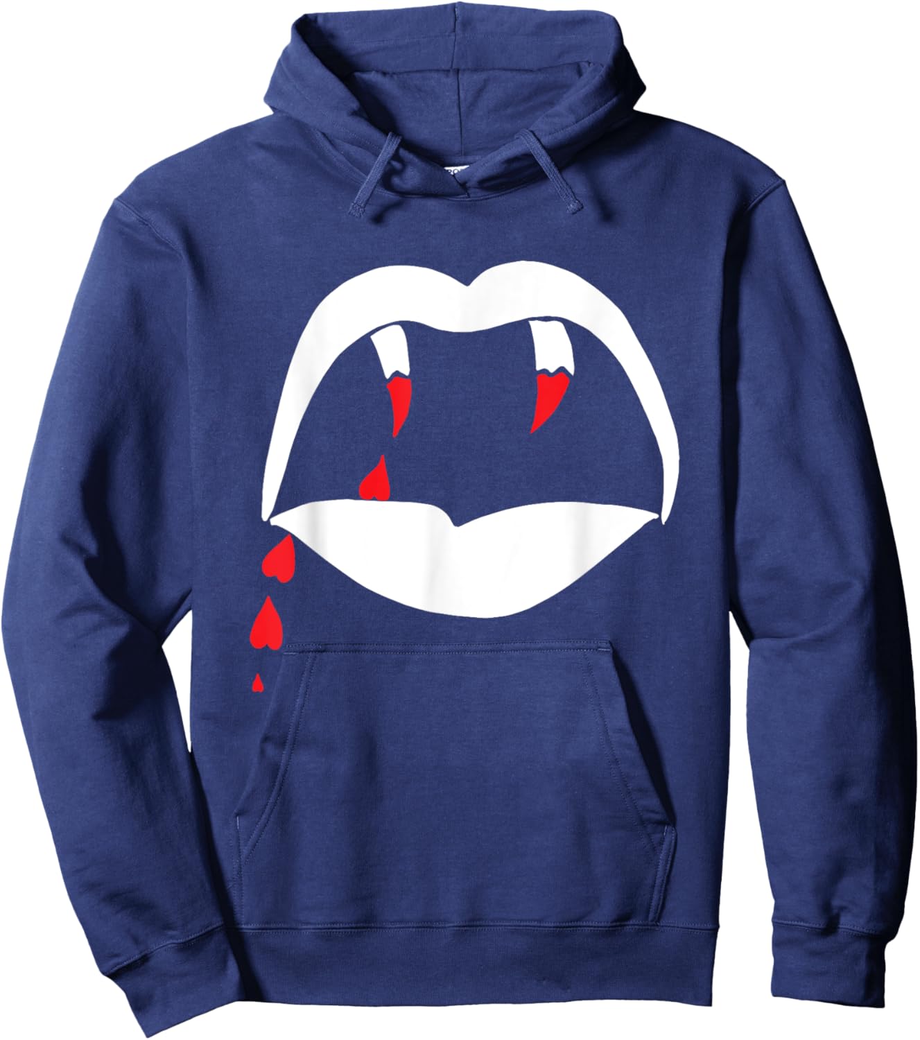 Vampire Lips & Teeth with Love Blood Hoodie - Hoodie | Navy