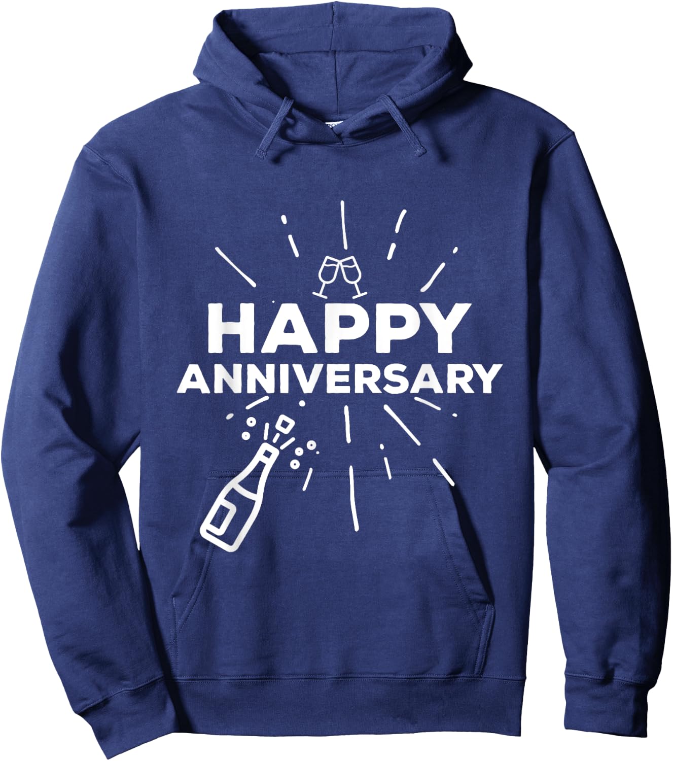 Happy Anniversary Cheers Wine Bottle Hoodie - Hoodie | Navy