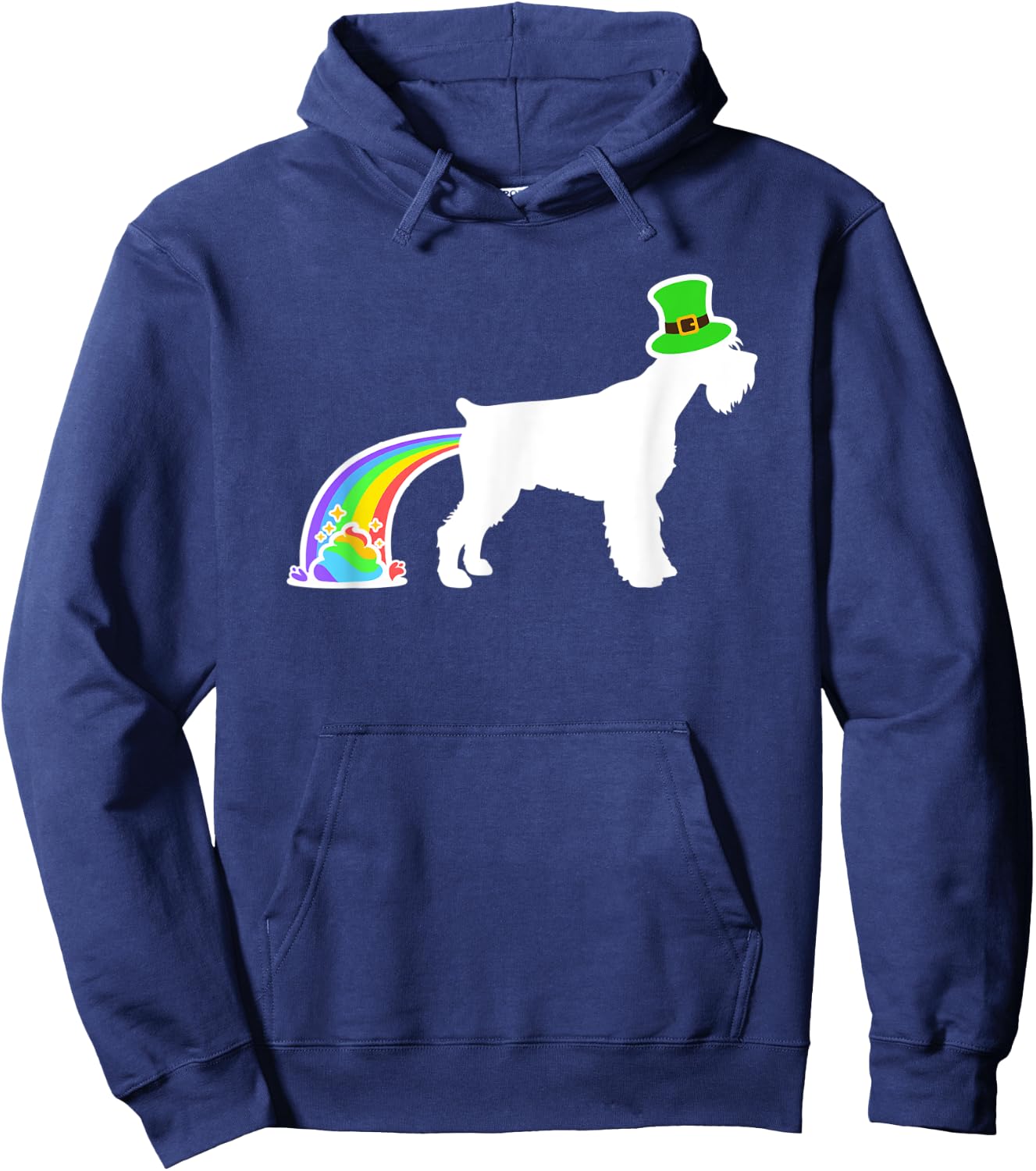 St. Patrick's Day Rainbow Dog - Giant Schnauzer Hoodie - Hoodie | Navy