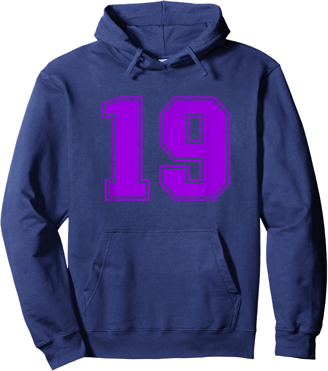 Number #19 Purple Sports Fan Jersey Number Hoodie - Hoodie | Navy