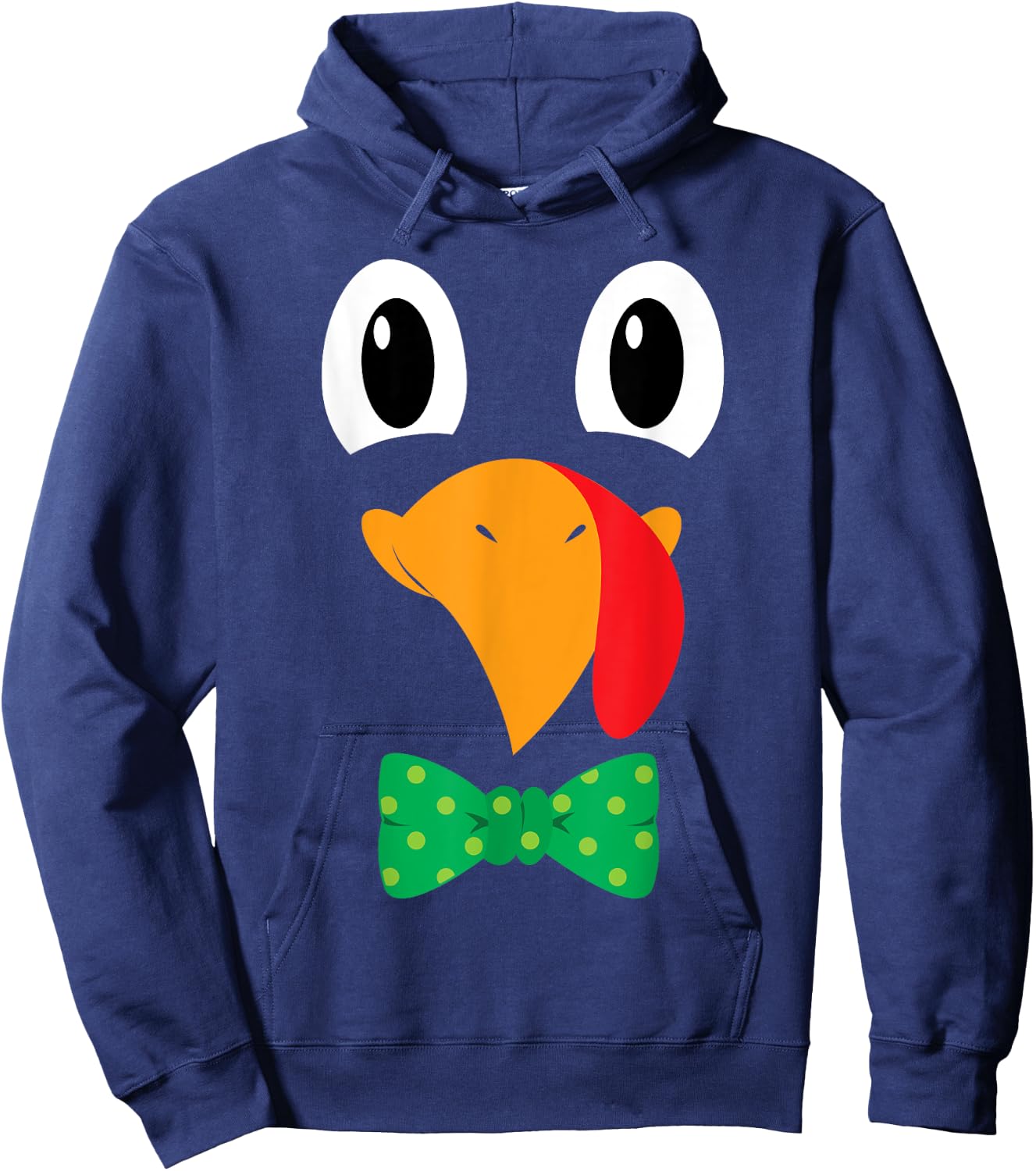 Turkey Face Bow Tie Funny Thanksgiving Men Boys Hoodie - Hoodie | Navy