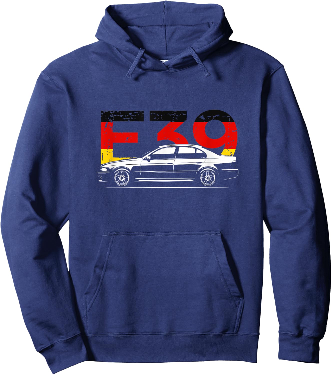 E39 5 Series - Silhouette on German Flag Hoodie - Hoodie | Navy