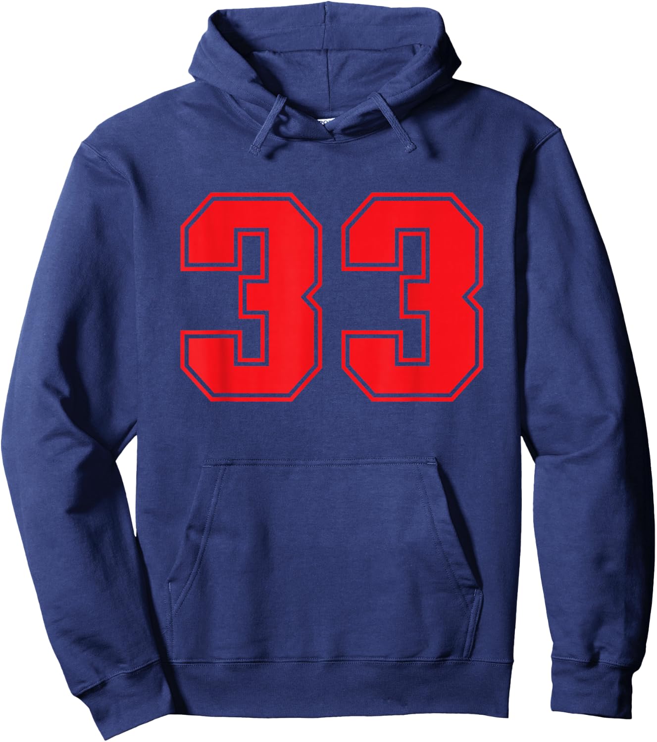 Number #33 Red Sports Jersey Lucky Number Hoodie - Hoodie | Navy