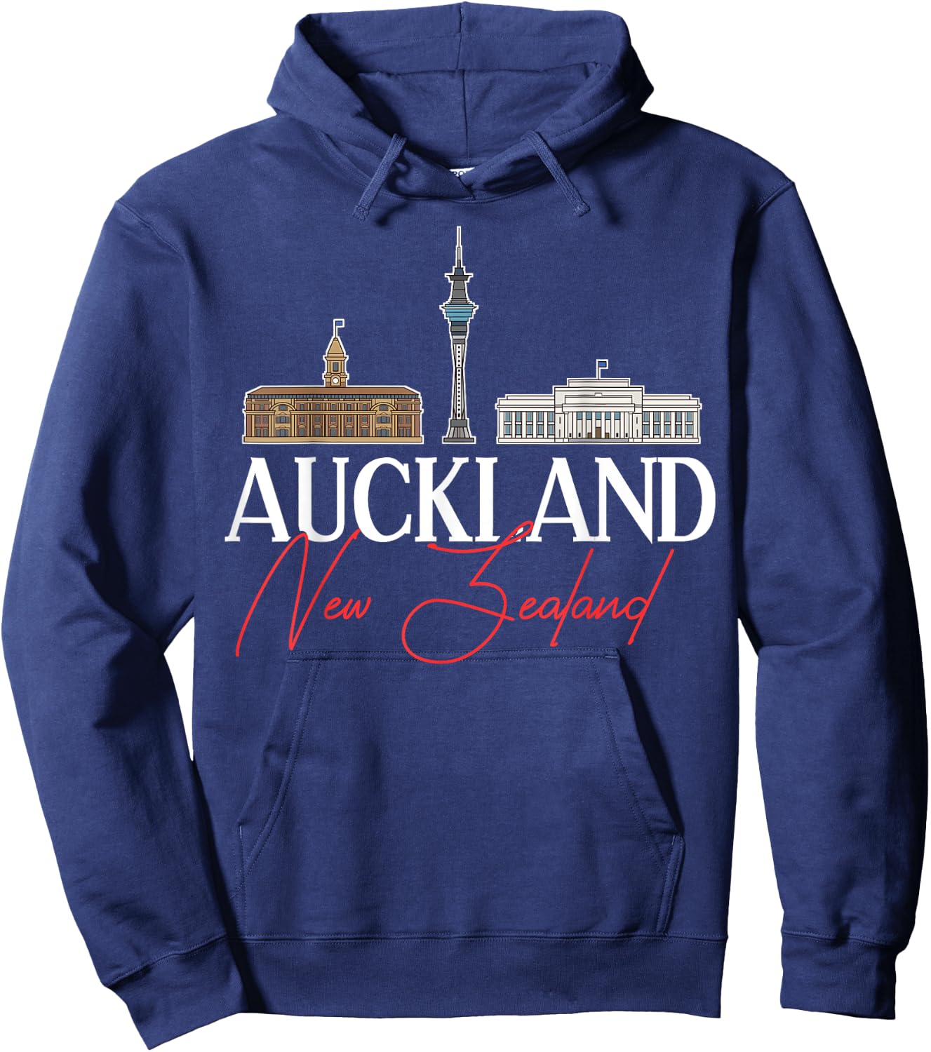 Auckland New Zealand City Skyline Map Travel Hoodie - Hoodie | Navy