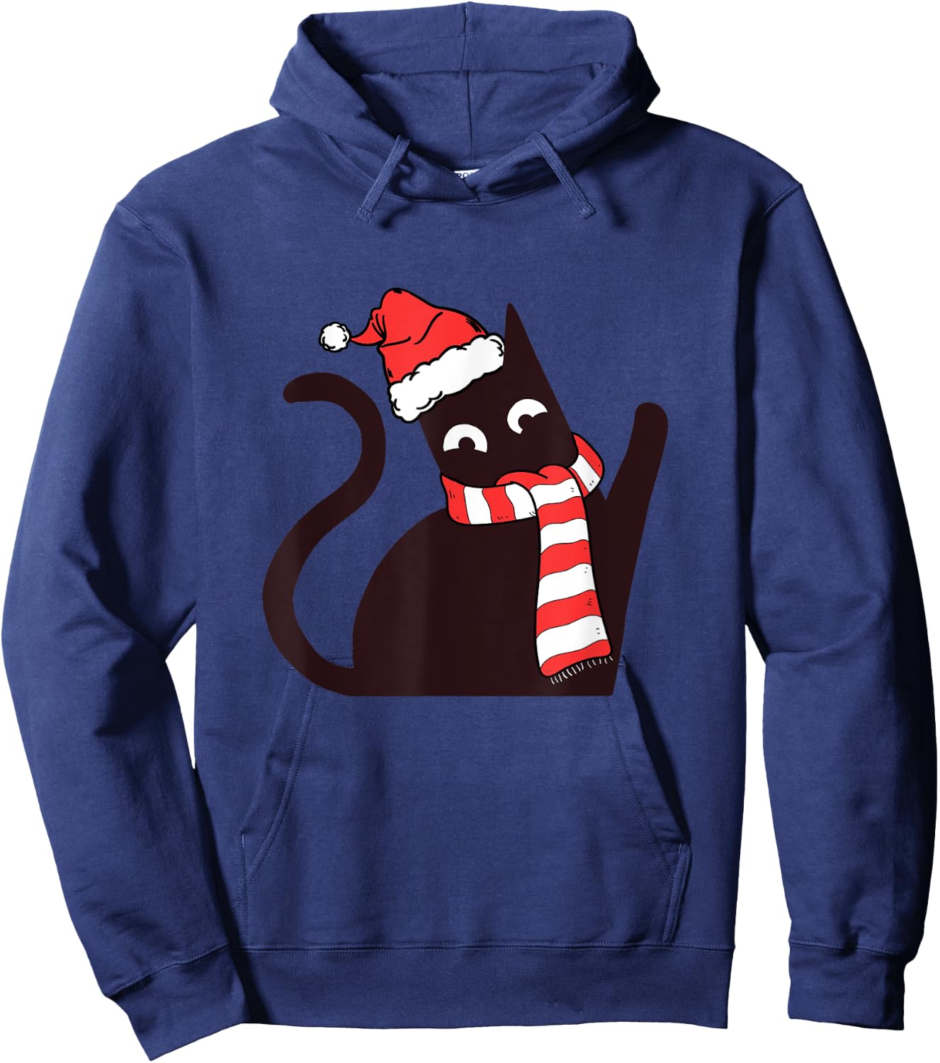 Funny Black Cat funny Merry Christmas Hoodie - Hoodie | Navy