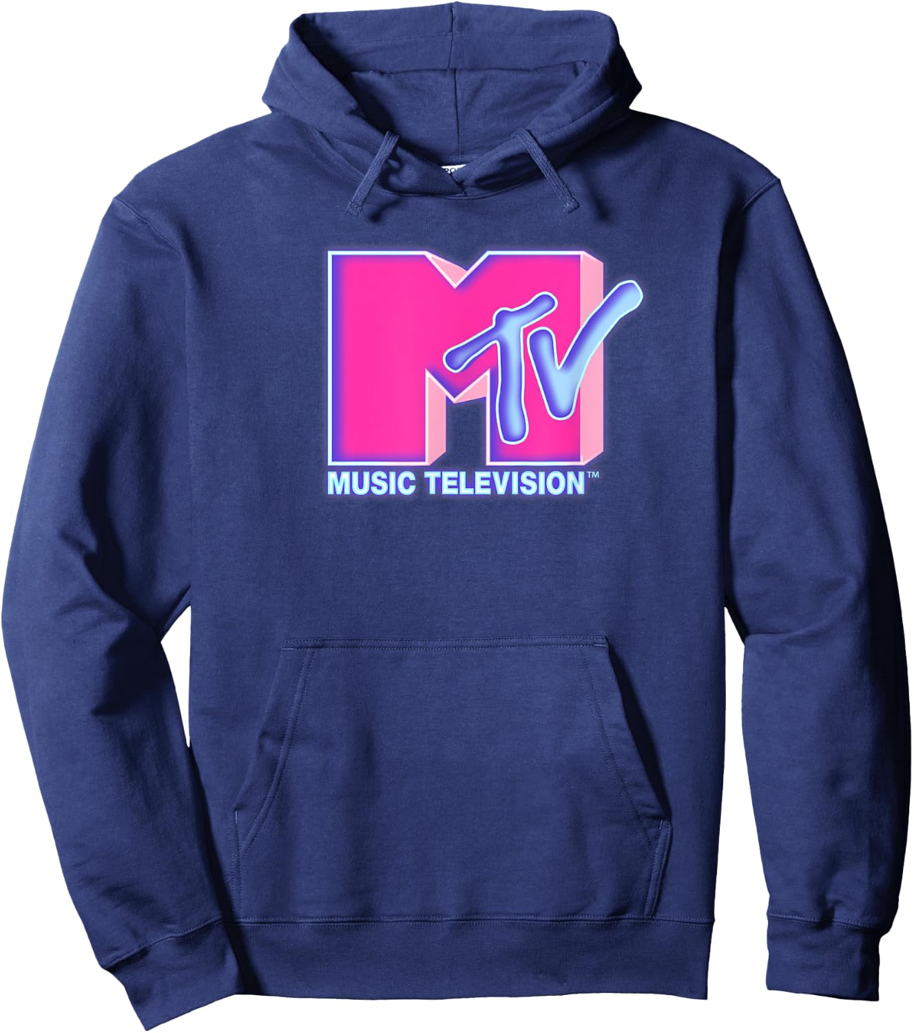 MTV Vintage Neon Glow Logo , black Hoodie - Hoodie | Navy