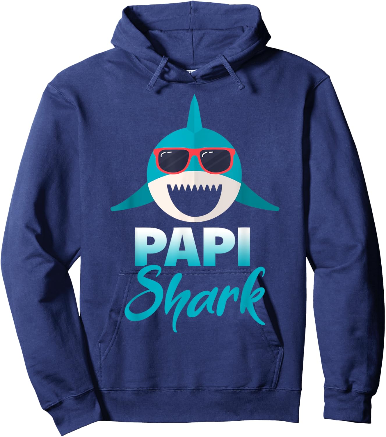 Papi Shark Wearing Cool Sunglasses Grandpa Hoodie - Hoodie | Navy