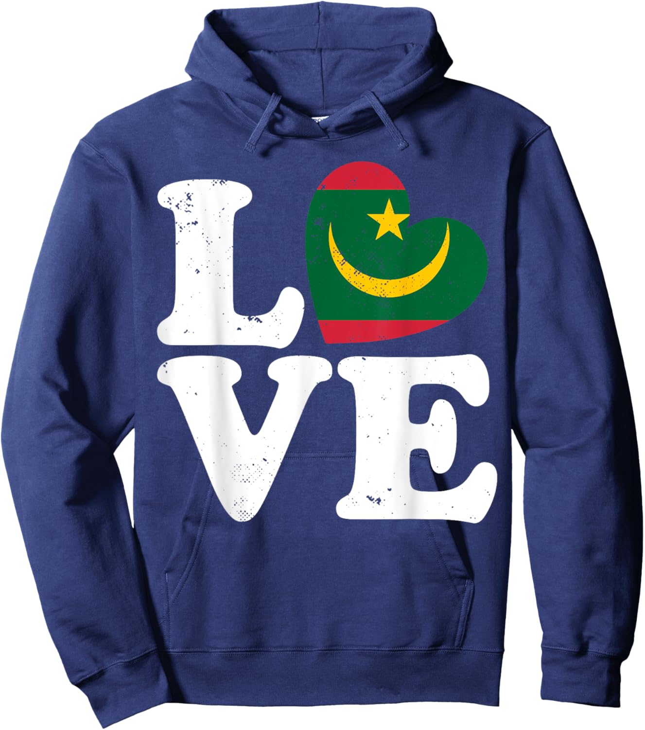 Love Heart Mauritania Proud Mauritania Flag Hoodie - Hoodie | Navy