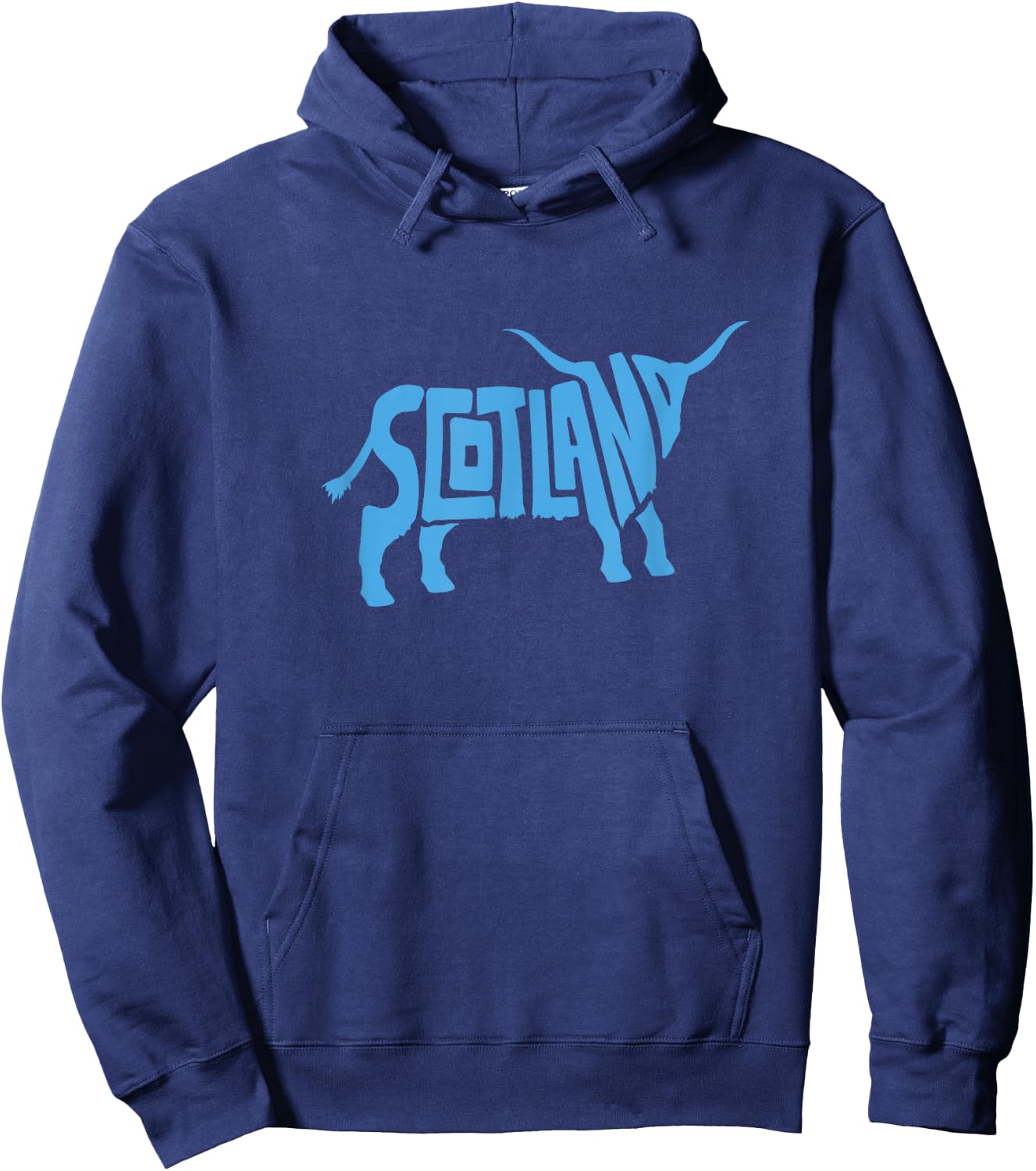 Scotland Word Art - Funny Scottish Bull Animal Hoodie - Hoodie | Navy
