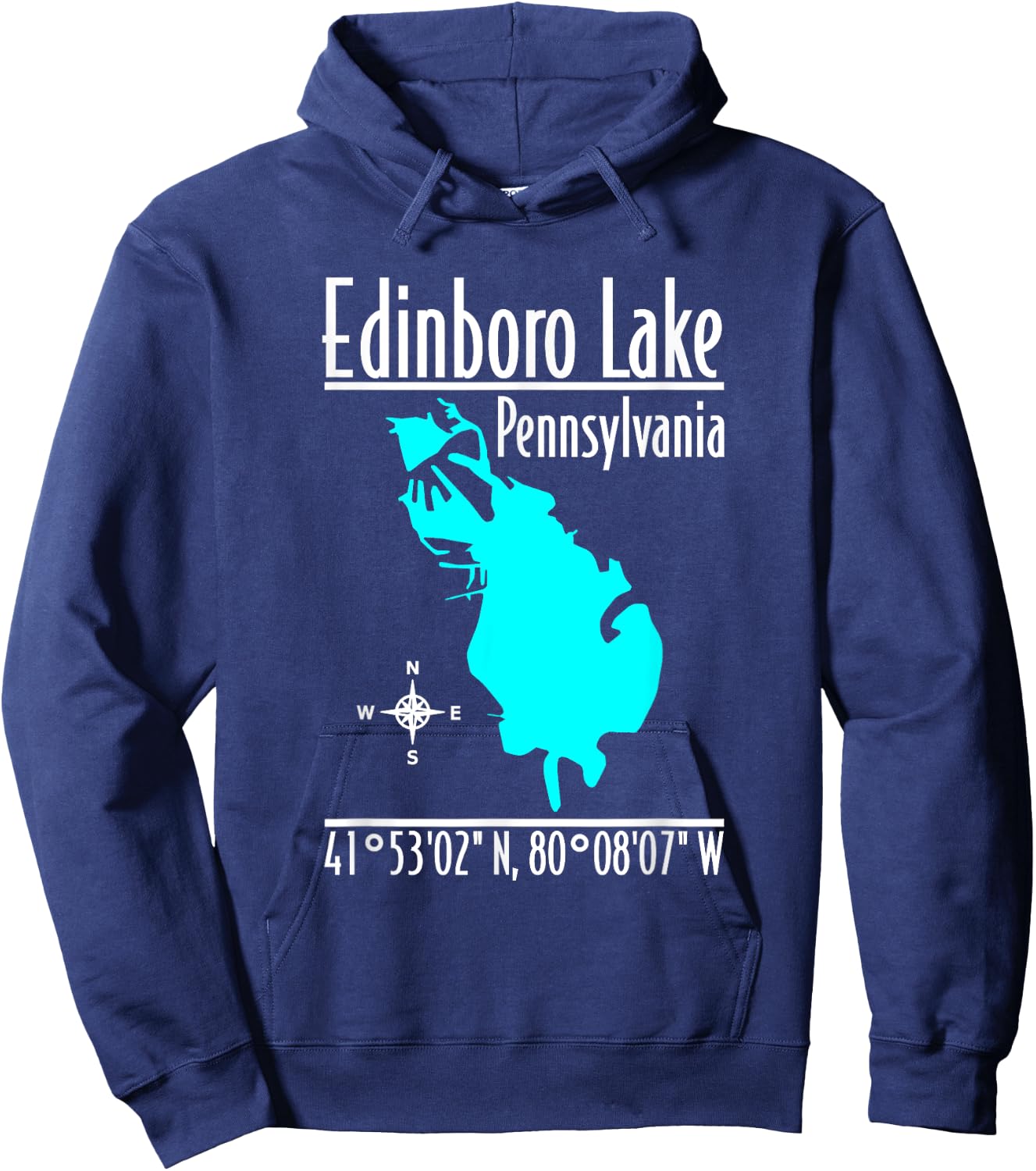 Modern Edinboro Lake - Pennsylvania Hoodie - Hoodie | Navy
