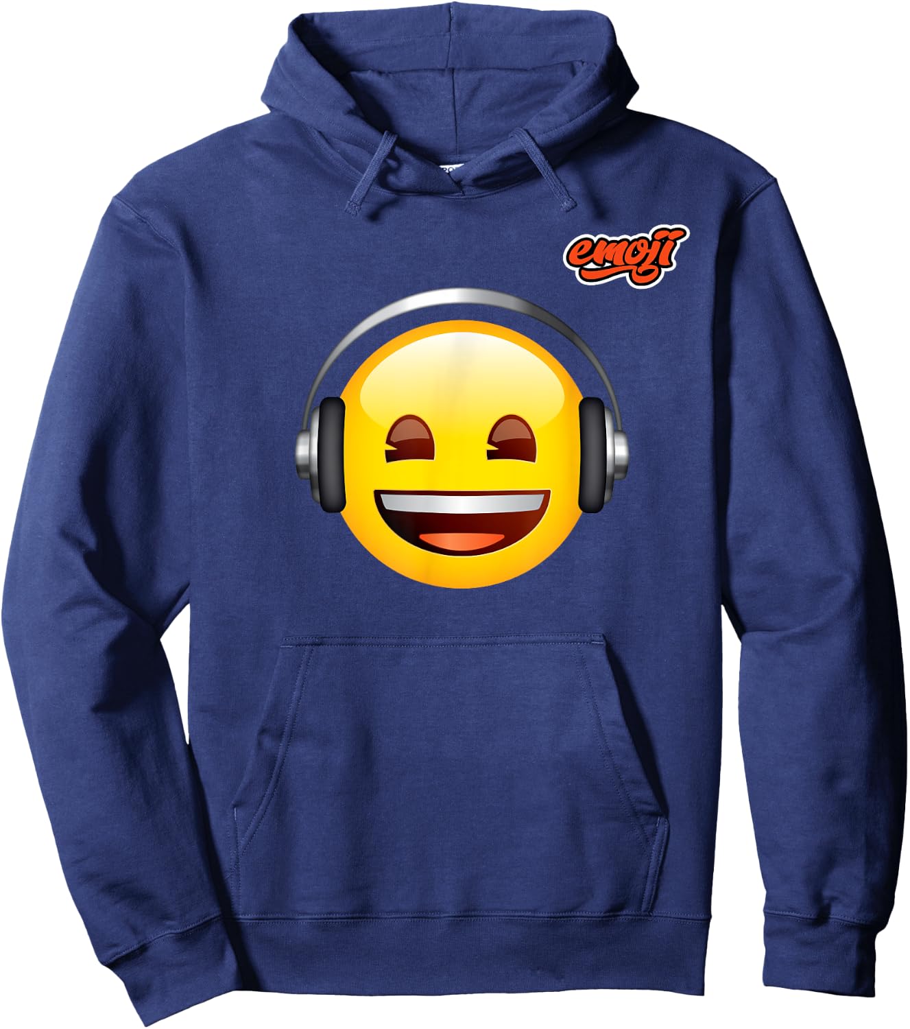 casques musique visage heureux Brillant Hoodie - Hoodie | Navy
