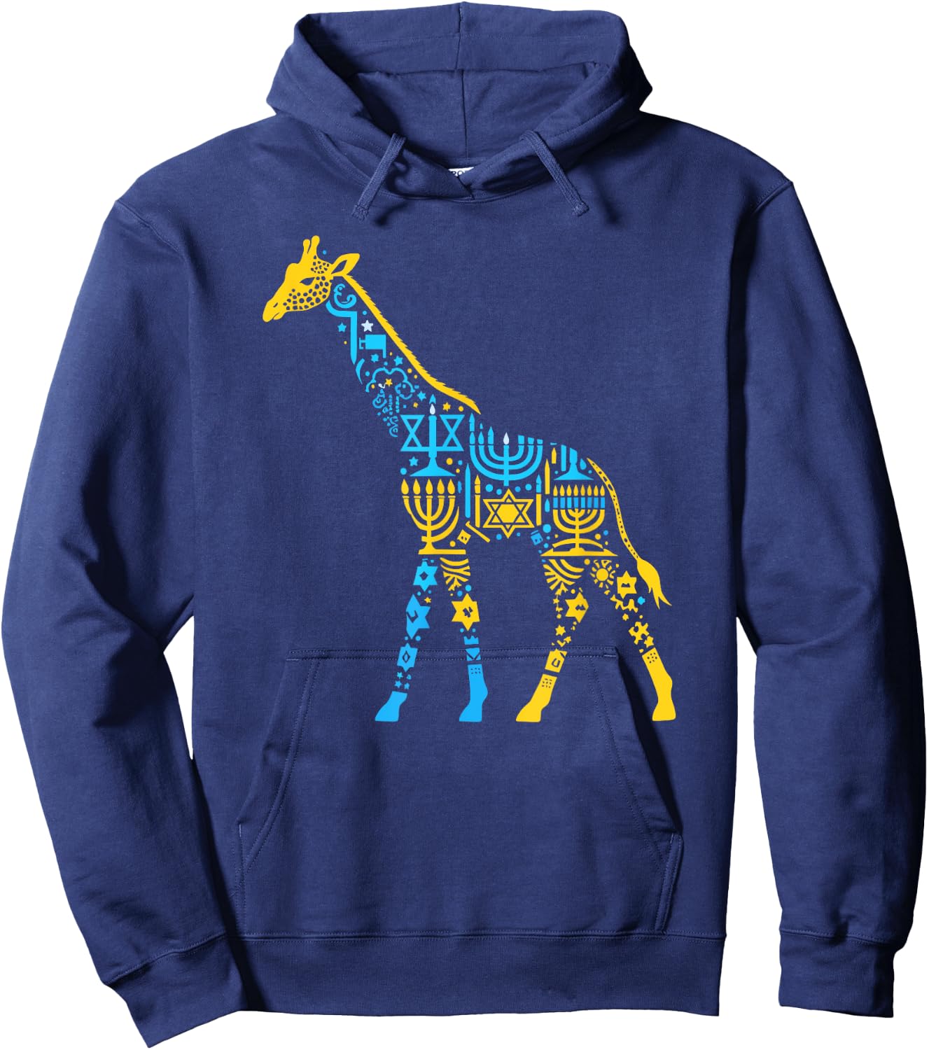 Giraffe Menorah Dreidel Jewish Hanukkah Kids Hoodie - Hoodie | Navy