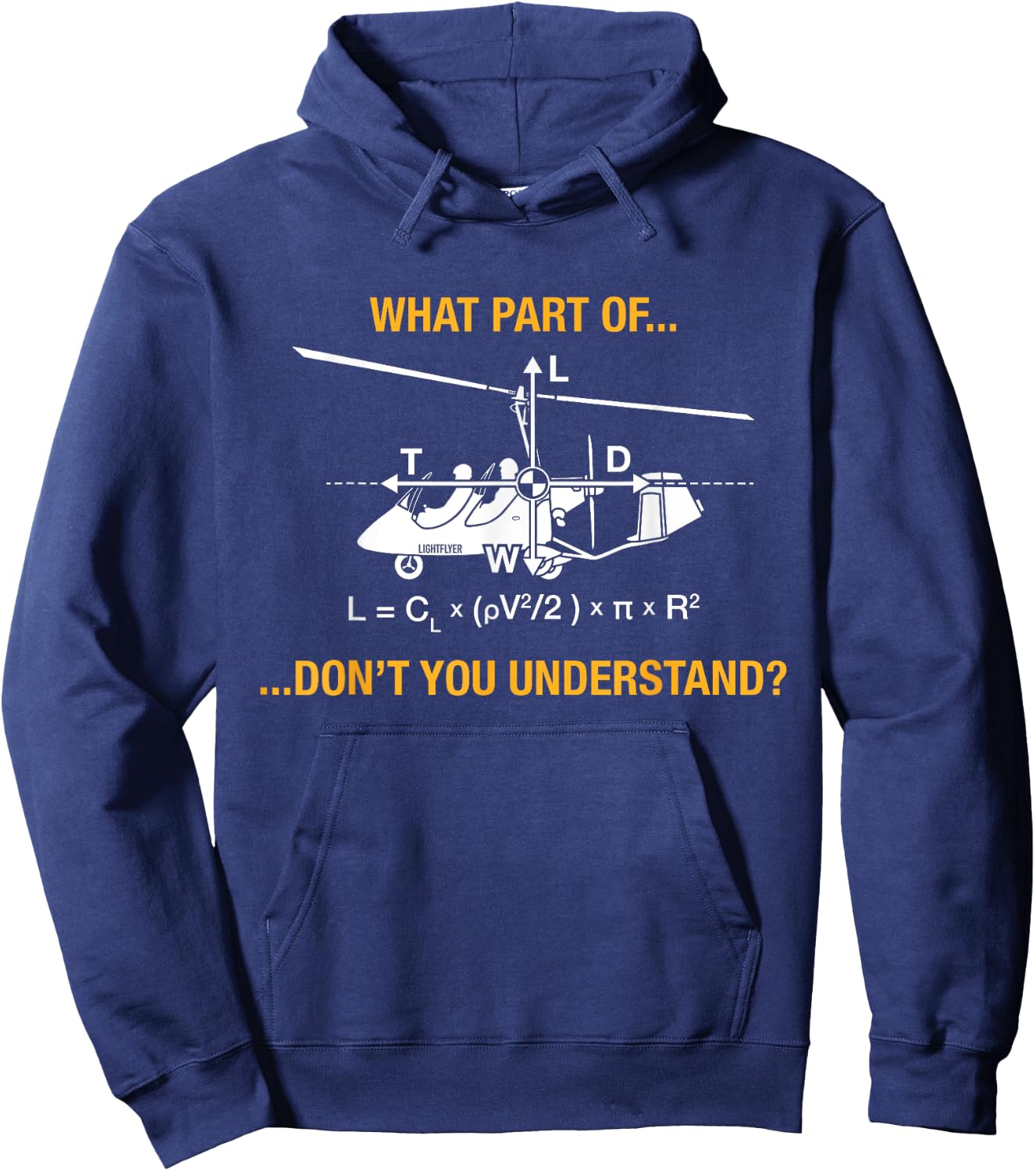 Gyrocopter Aerodynamics - Lift Equation Funny Hoodie - Hoodie | Navy