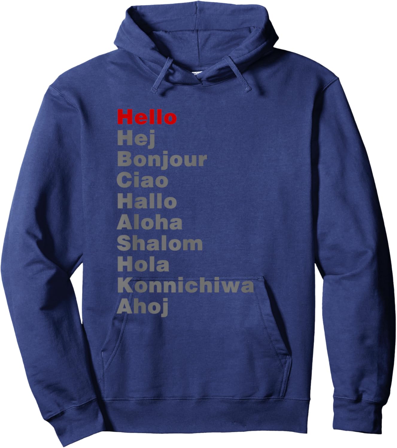Hello in Different Languages Travel Backpacking Hoodie - Hoodie | Navy