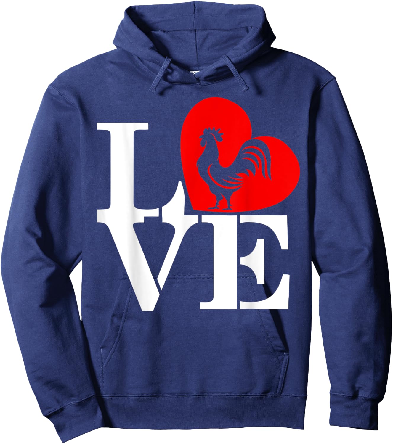 Love Heart Cock Rooster Lover I Love Roosters Hoodie - Hoodie | Navy