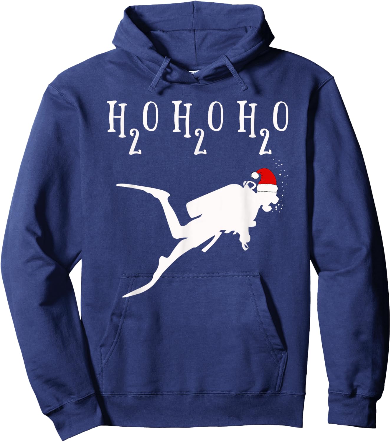 Funny Christmas Diving H2O H2O H2O Pun Scuba Hoodie - Hoodie | Navy