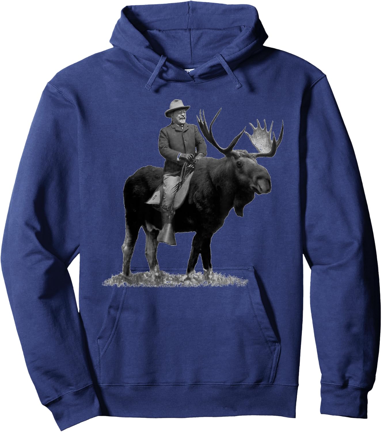 Teddy Roosevelt Riding A Bull Moose Hoodie - Hoodie | Navy