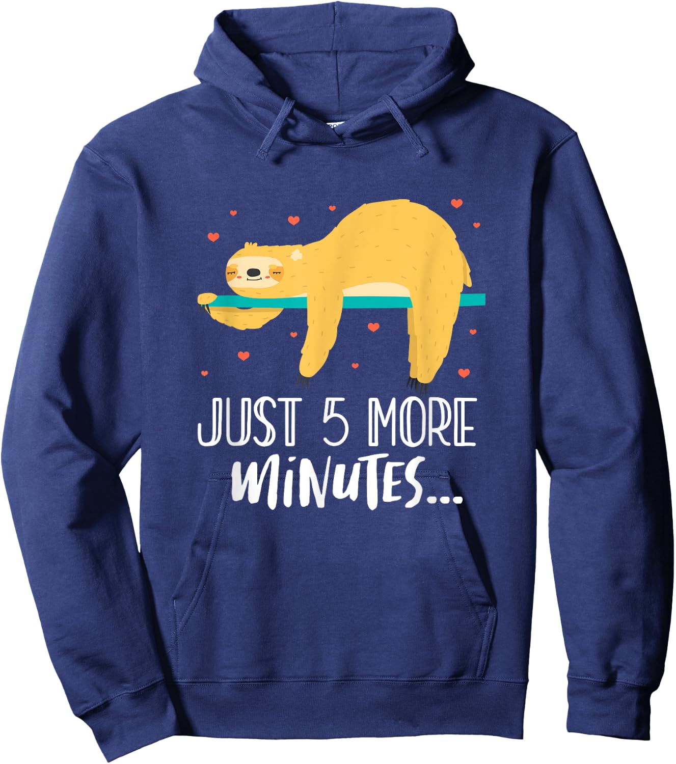Just 5 More Minutes Tree Sloth Lazy Sleeping Hoodie - Hoodie | Navy