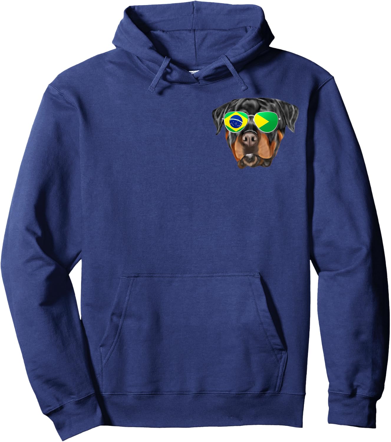 Brazilian Flag Rottweiler Dog Brazil Pocket Hoodie - Hoodie | Navy