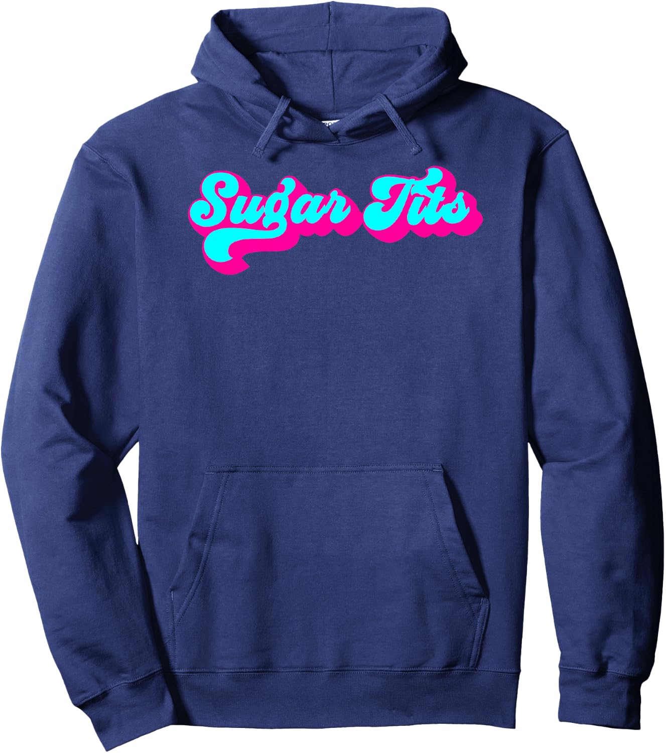 Sugar Tits Pink and Teal Hoodie - Hoodie | Navy