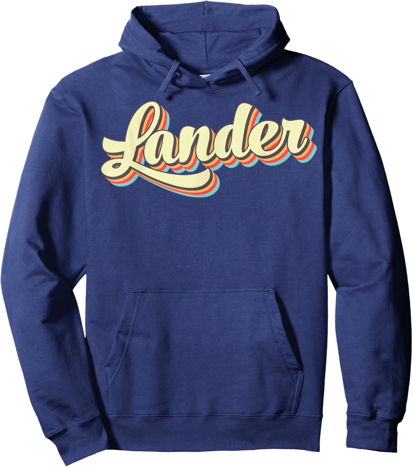 Lander Retro Art Baseball Font Vintage Hoodie - Hoodie | Navy
