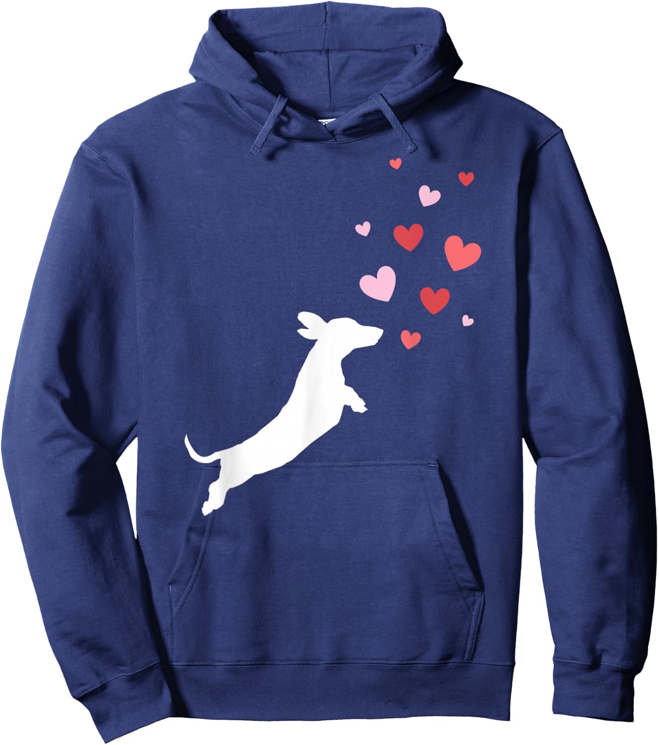 Valentine's Day - Dachshund Chasing Hearts Hoodie - Hoodie | Navy