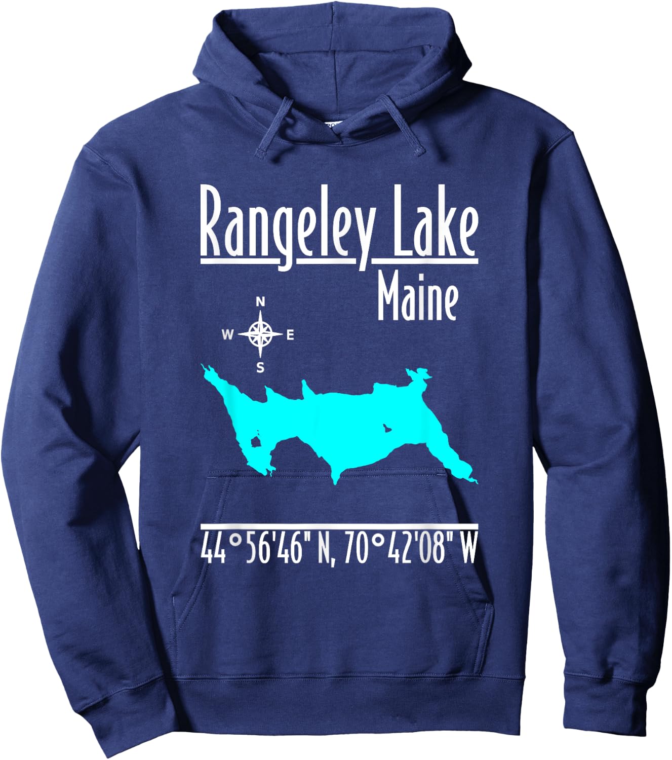 Modern Rangeley Lake - Maine Hoodie - Hoodie | Navy
