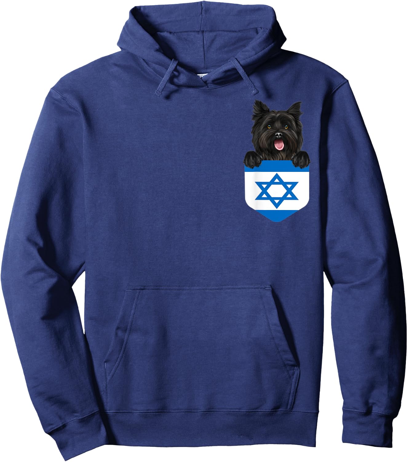 Israel Flag Cairn Terrier Dog In Pocket Hoodie - Hoodie | Navy