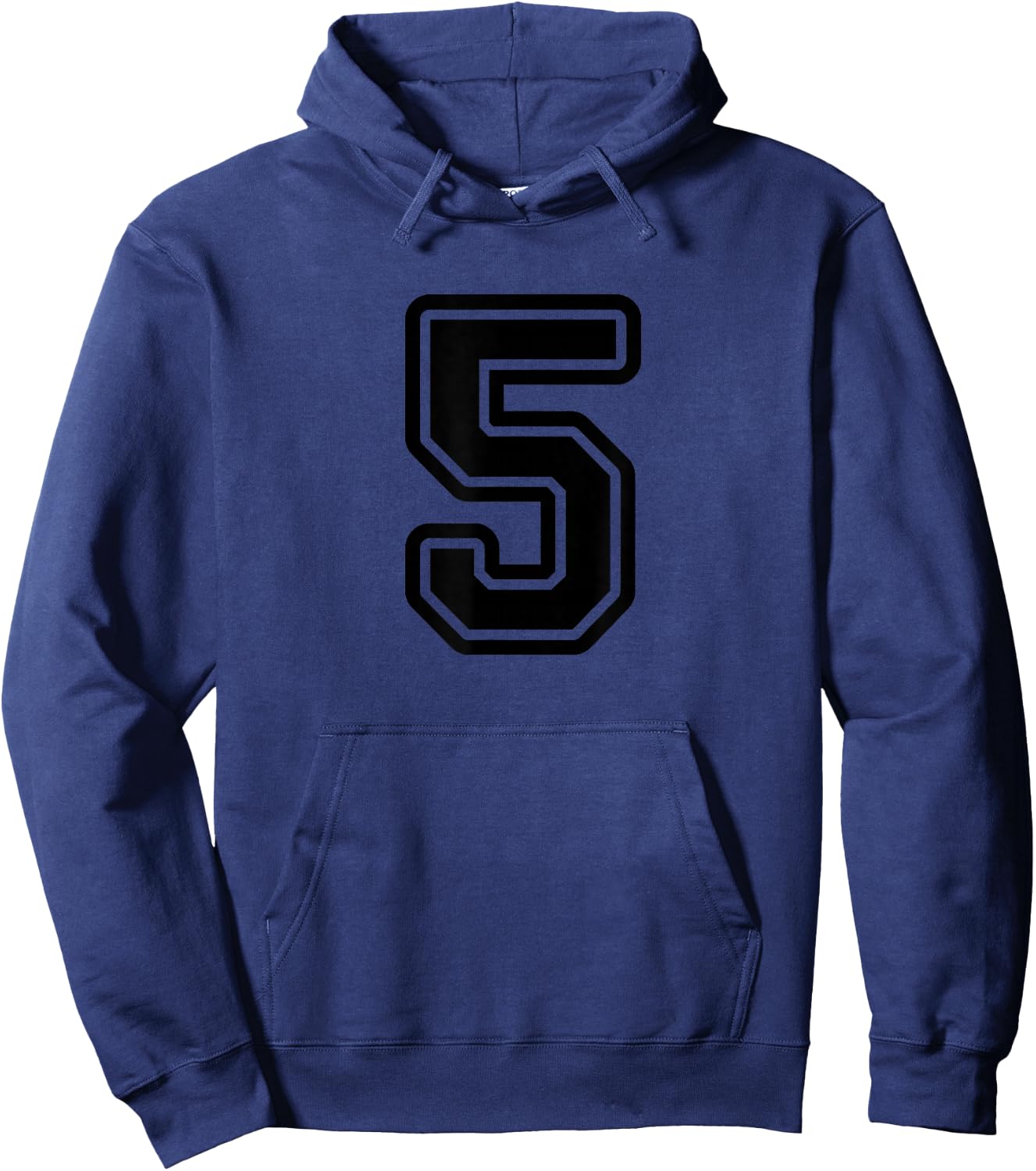 Number #5 Black Varsity Number 5 Hoodie - Hoodie | Navy
