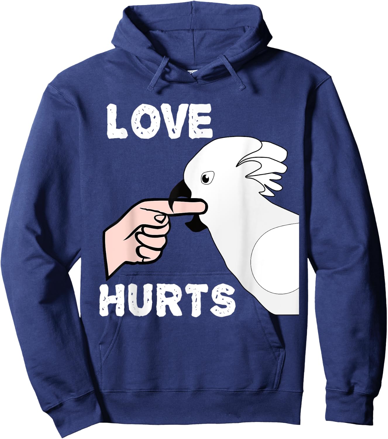 Love Hurts Umbrella Cockatoo Parrot Hoodie - Hoodie | Navy