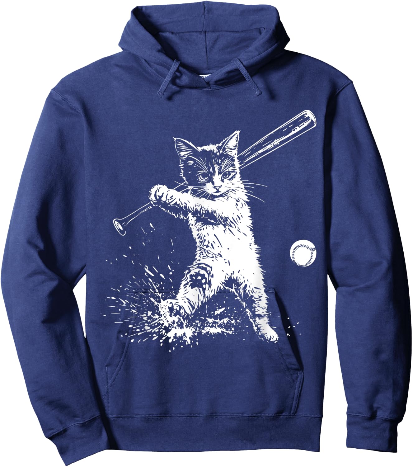 Funny Cat Baseball Graphic Women Kids Hoodie - Hoodie | Navy
