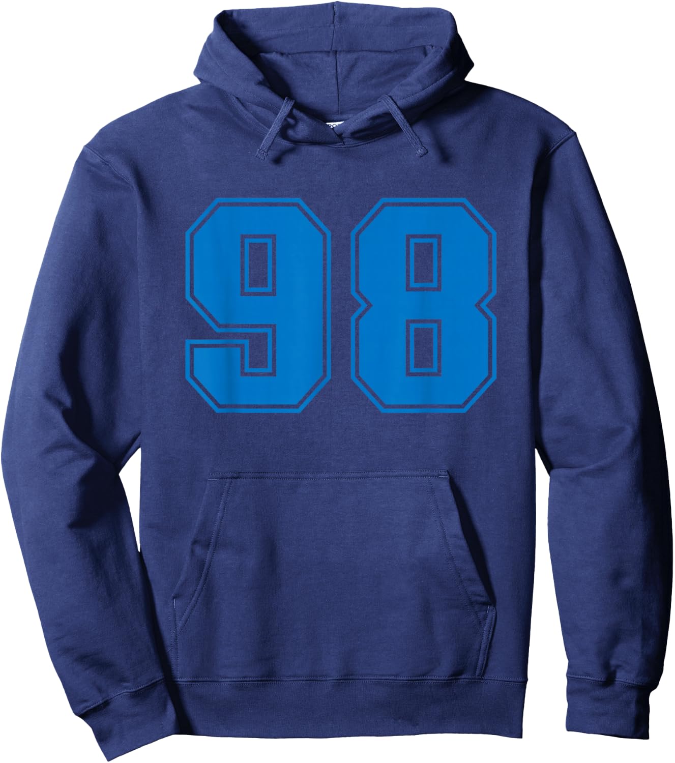 Number #98 Sport Blue Plain Number Hoodie - Hoodie | Navy