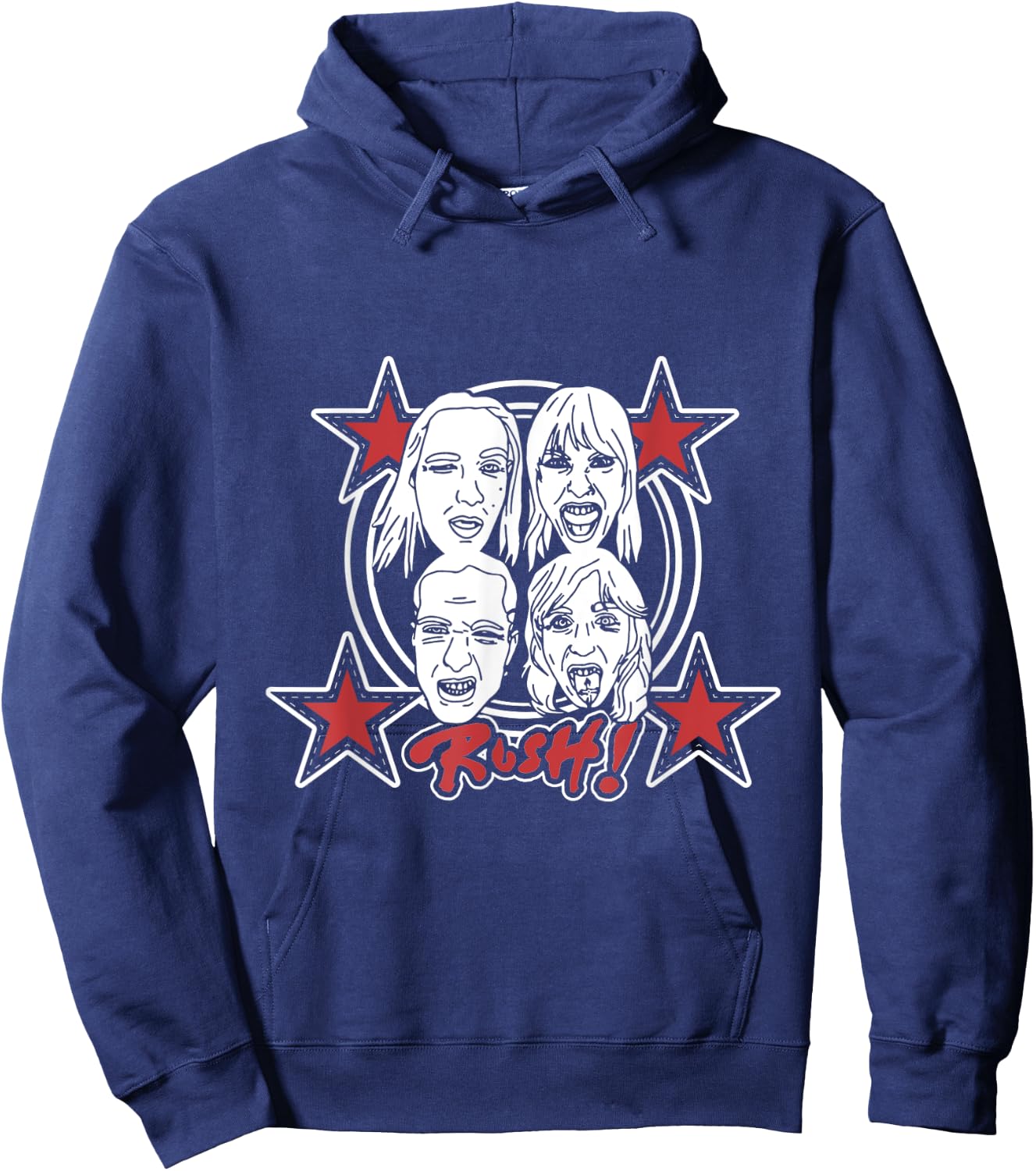 Måneskin RUSH! Faces & Red Starz , Black, S Hoodie - Hoodie | Navy
