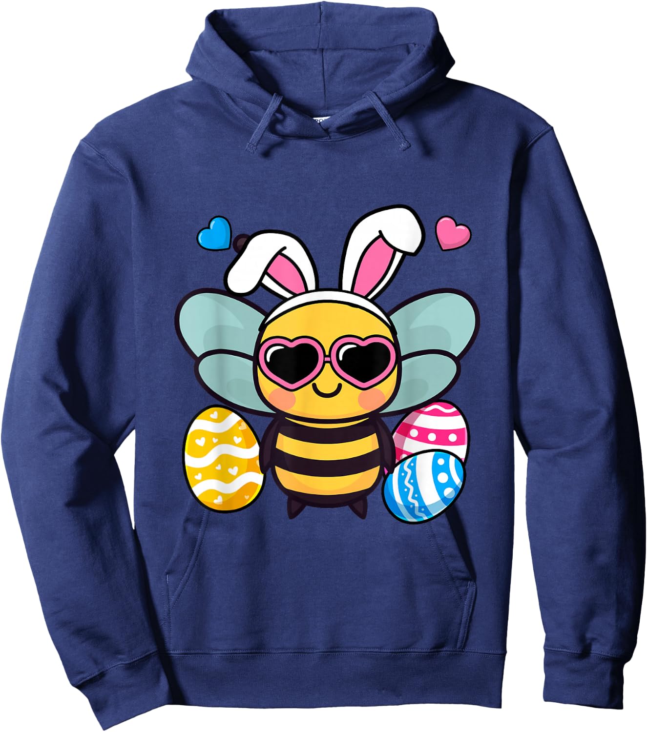 Cute Bee Bunny Ears Easter Day Boy Girl Kids Hoodie - Hoodie | Navy