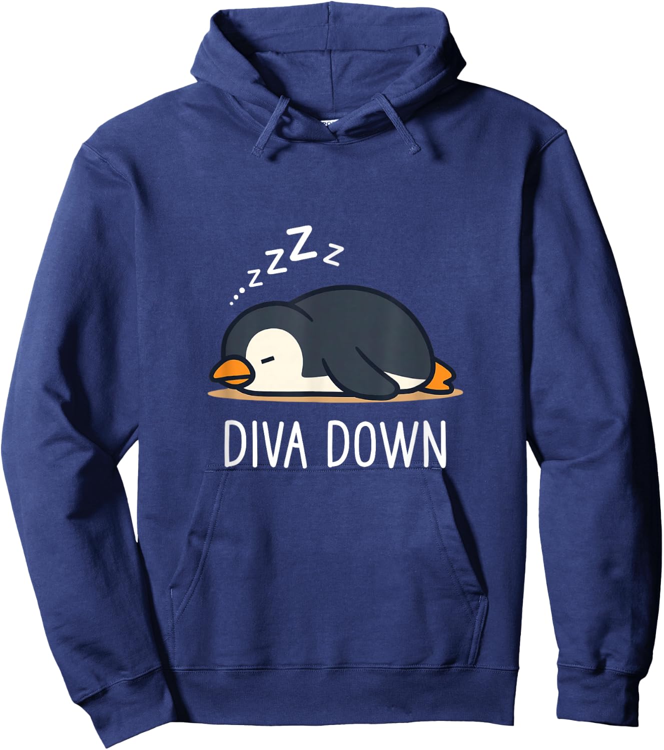 Diva Down Sleeping Penguin Cute Funny Lazy Hoodie - Hoodie | Navy
