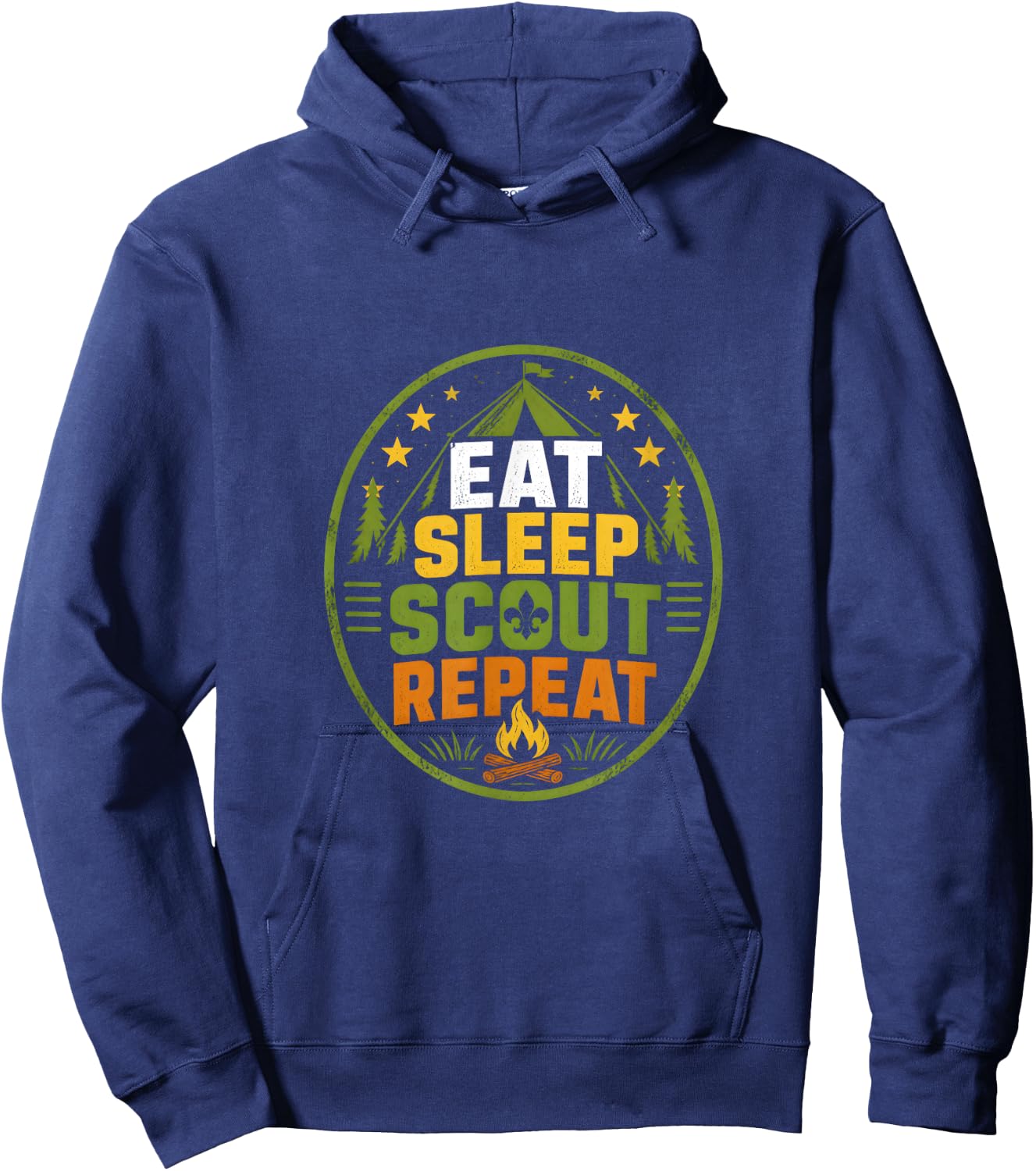 Eat Sleep Scout Repeat Scouts BSA Camp Badge Hoodie - Hoodie | Navy